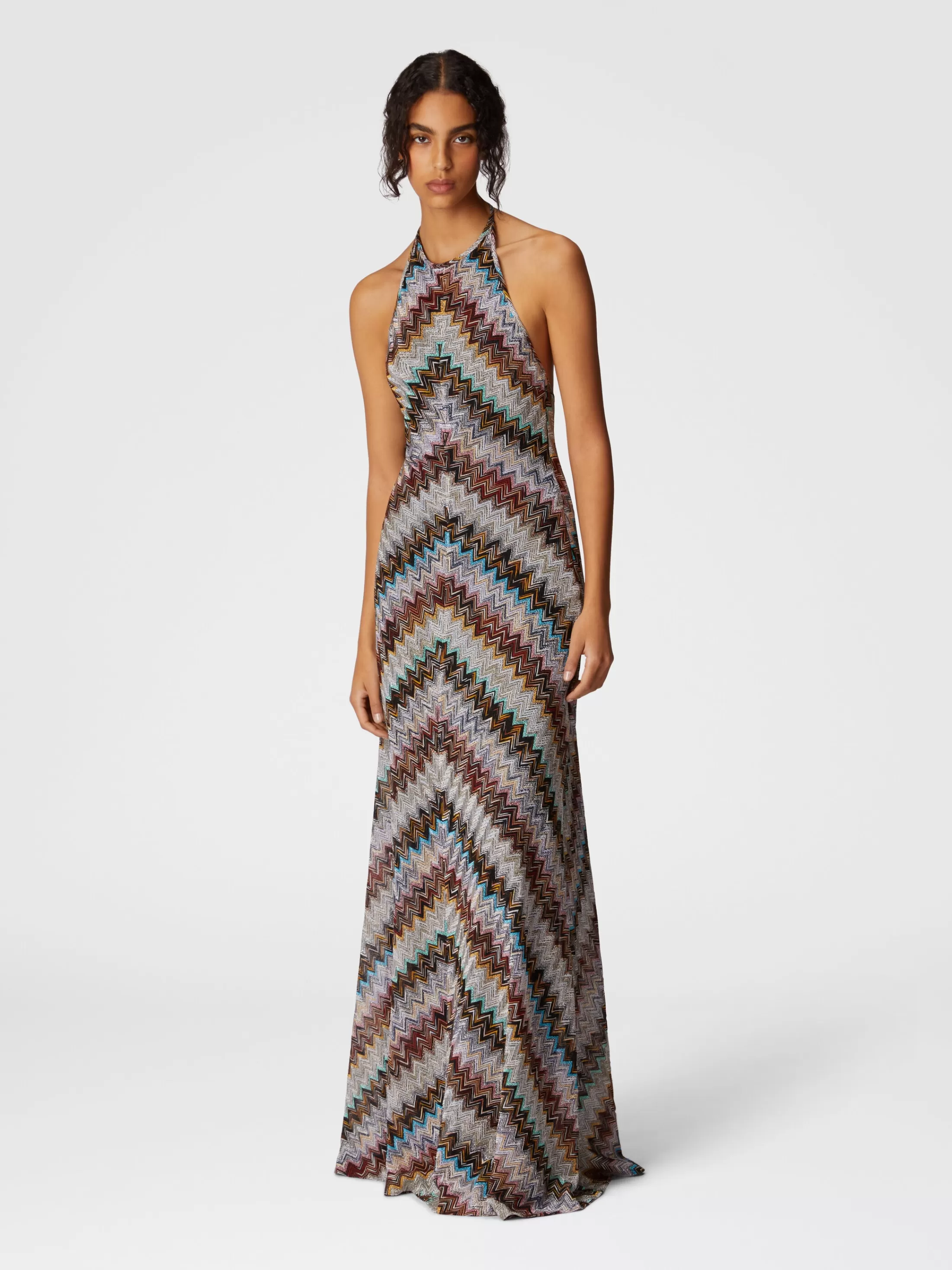 Missoni Abito lungo in misto viscosa zig zag lamé | Donna Abiti