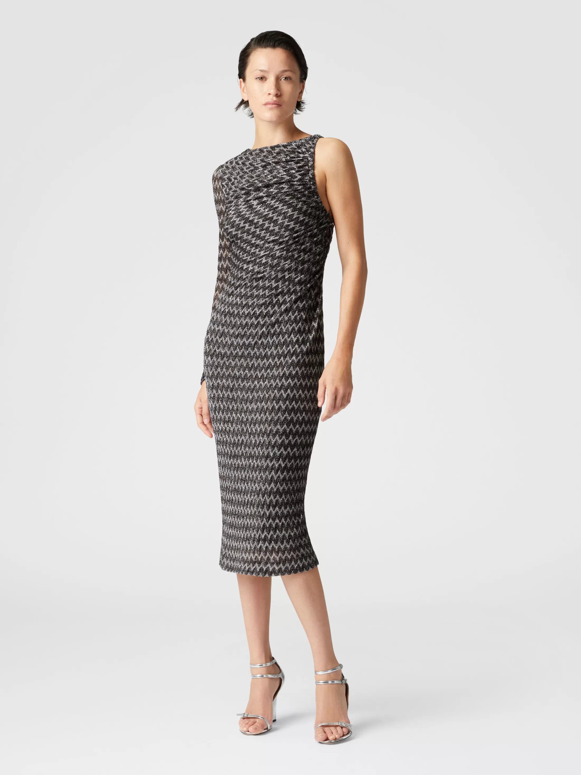 Missoni Abito midi monospalla in viscosa lamé | Donna Abiti