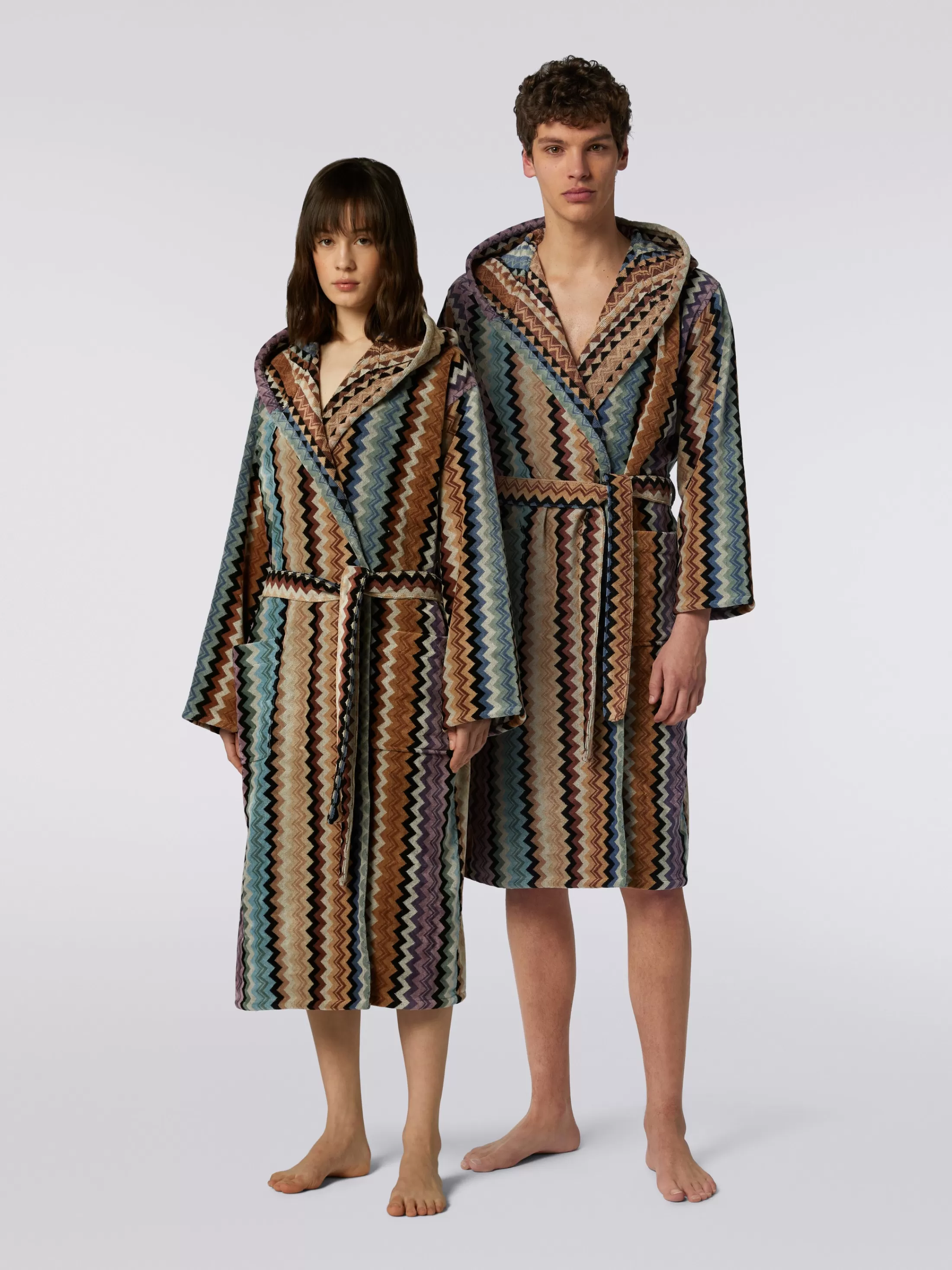 Missoni Accappatoio con cappuccio Adam in spugna di cotone chevron | Donna Bagno | Accappatoi