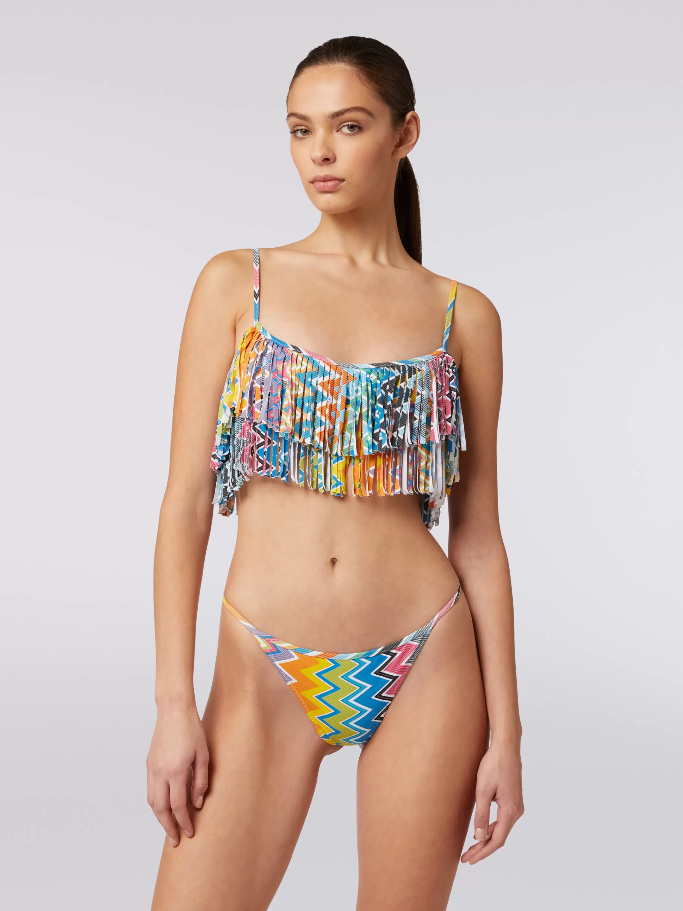 Missoni Bikini in tessuto stretch stampato con top frange | Donna Costumi Da Bagno | Costumi Da Bagno