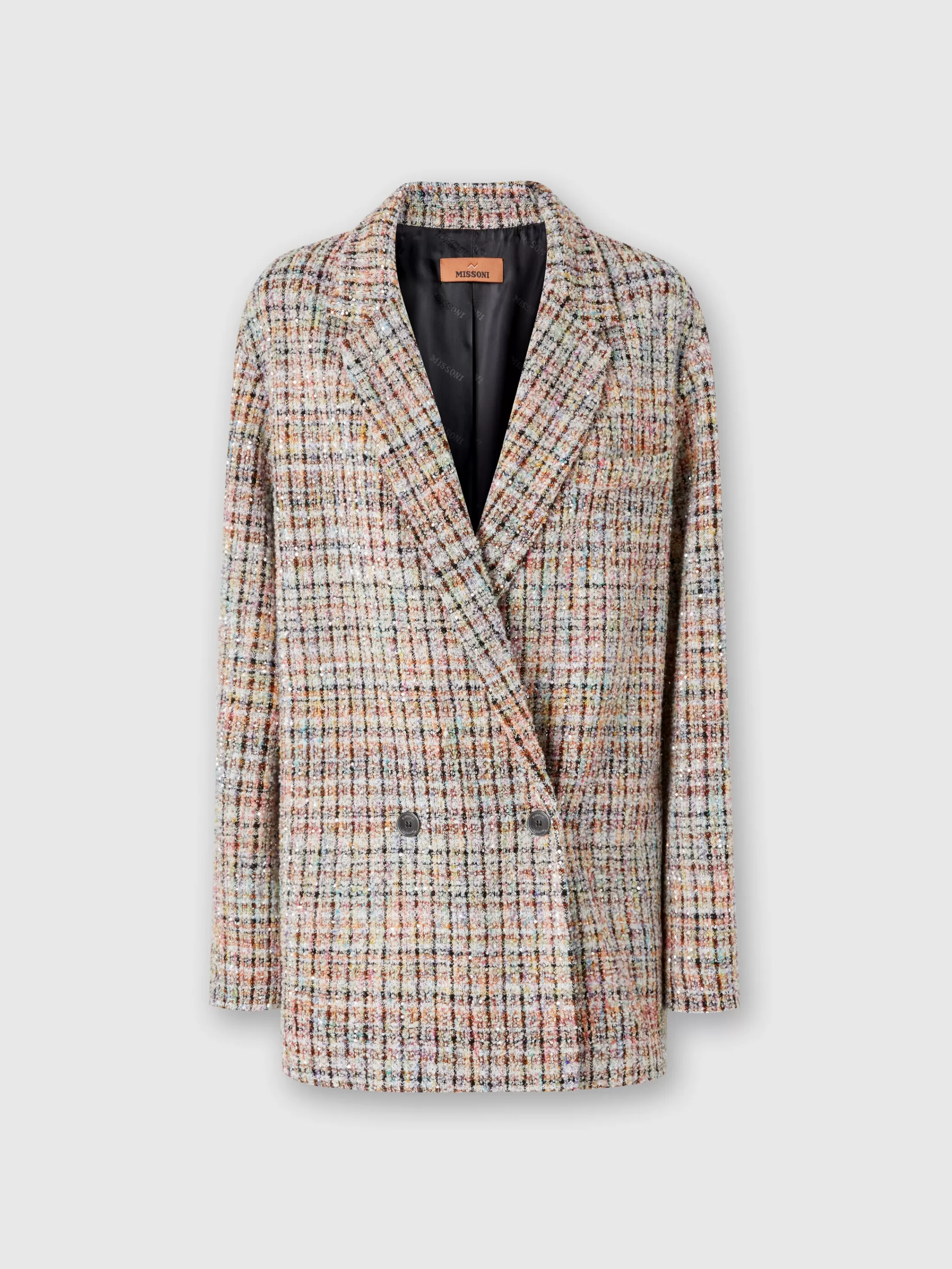 Missoni Blazer doppiopetto a quadretti bouclé con paillettes | Donna Capispalla