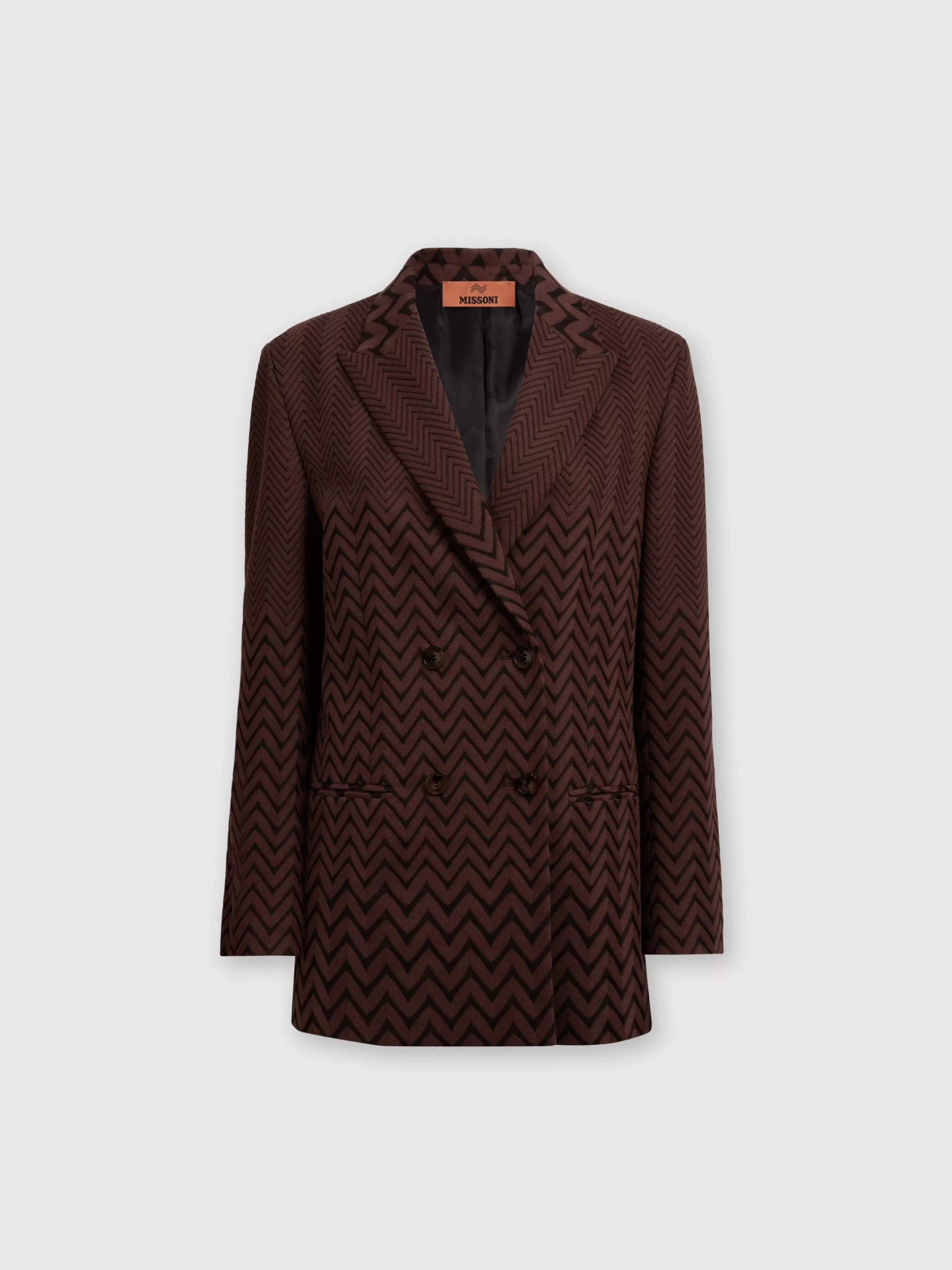 Missoni Blazer doppipetto in cotone e viscosa zig zag | Donna Capispalla