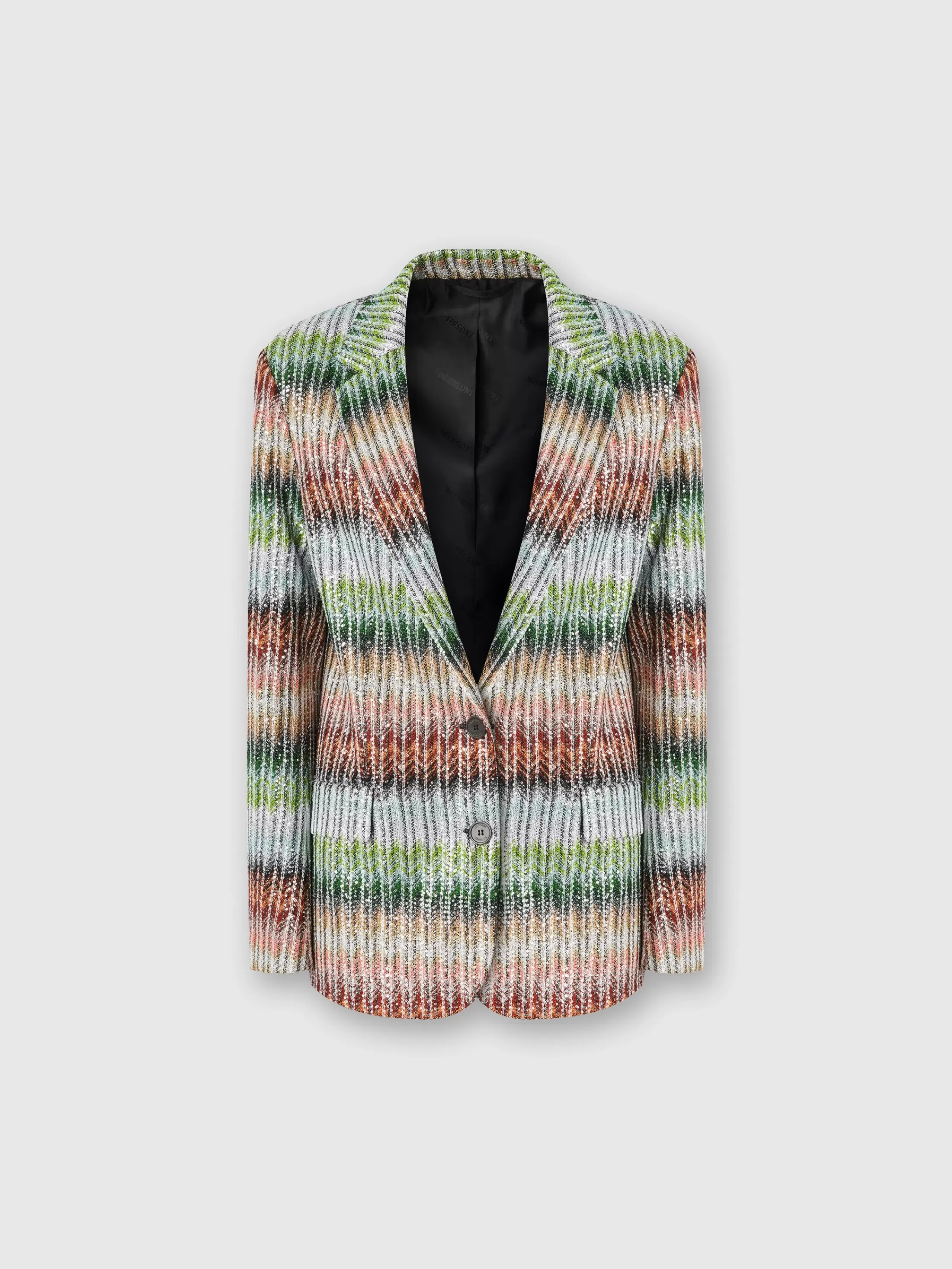 Missoni Blazer in maglia zig zag dégradé con paillettes | Donna Capispalla