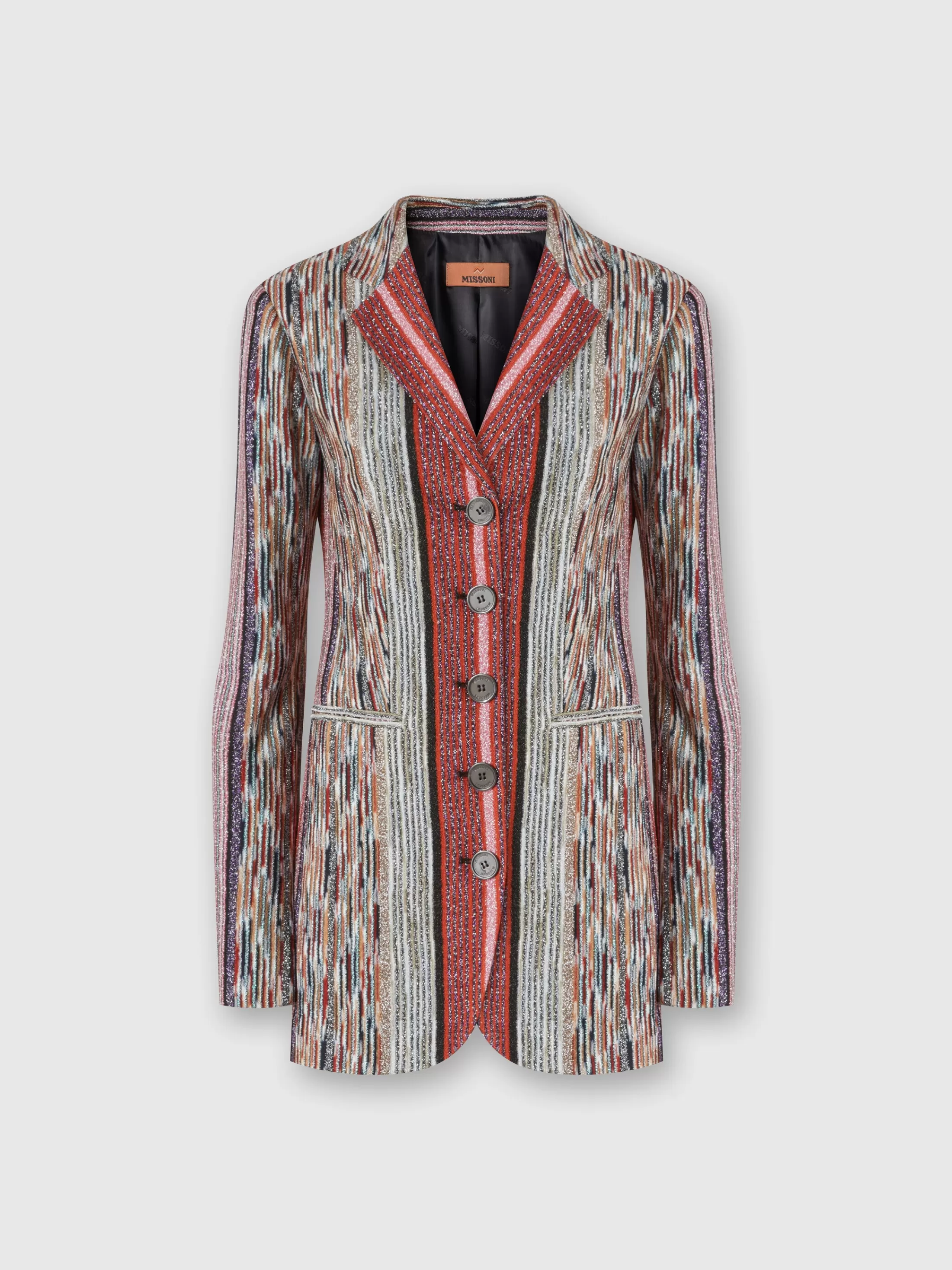 Missoni Blazer lungo in viscosa rigata lamé | Donna Capispalla