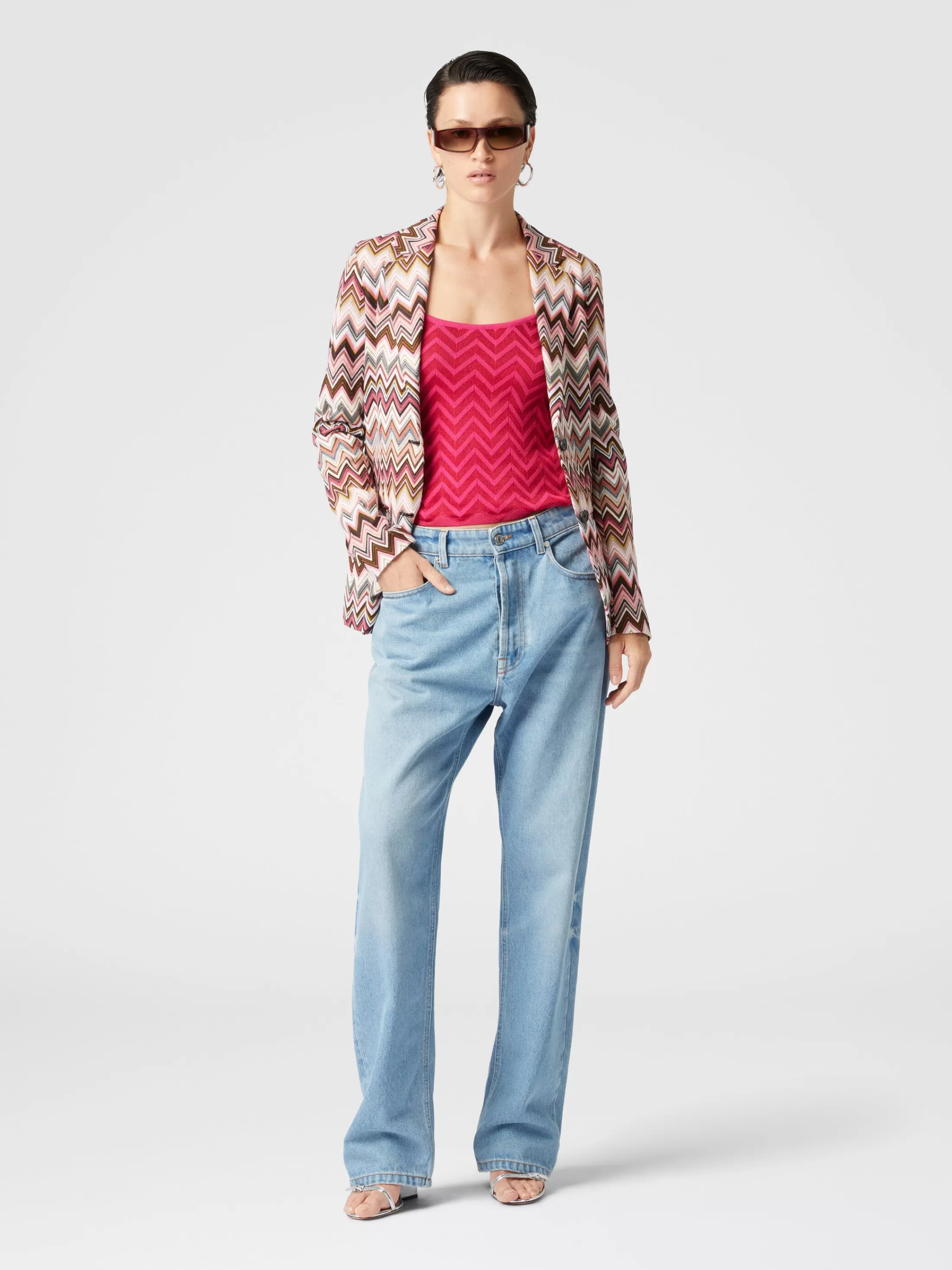 Missoni Blazer monopetto in cotone e viscosa zig zag | Donna Capispalla