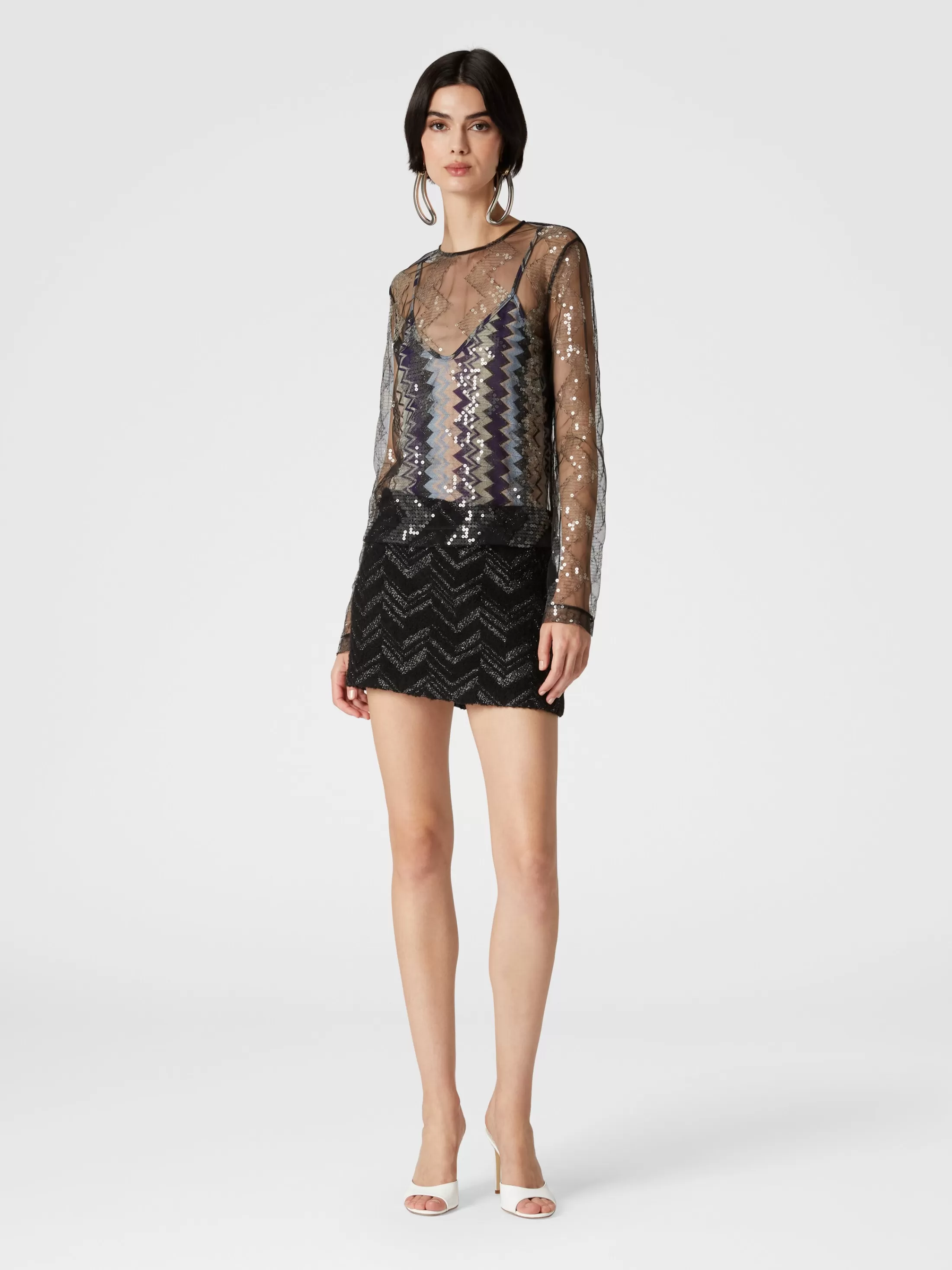 Missoni Blusa doppiata in tulle con paillettes | Donna T-Shirt E Top