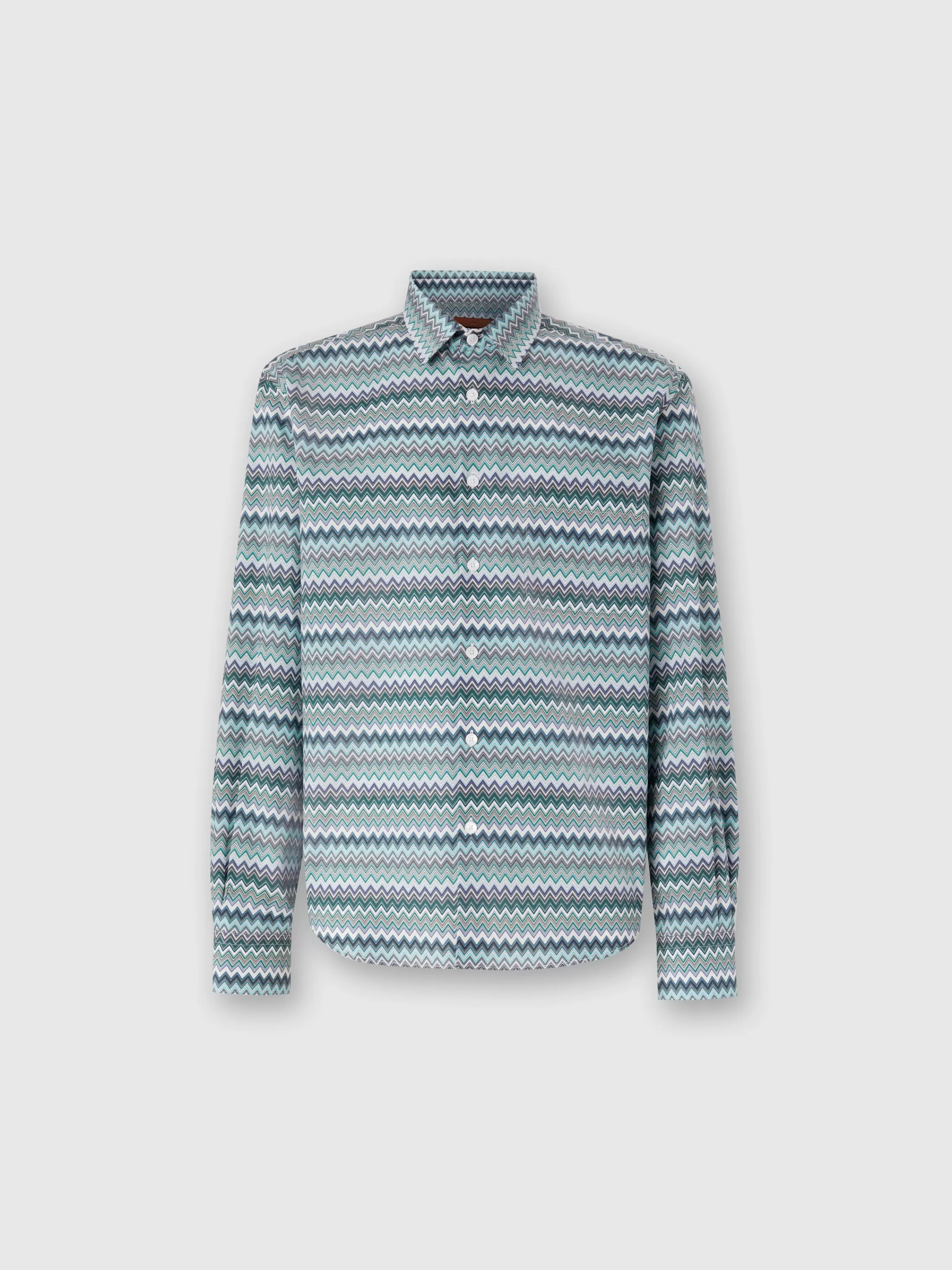 Missoni Camicia in popeline di cotone zig zag con taschino | Uomo Camicie