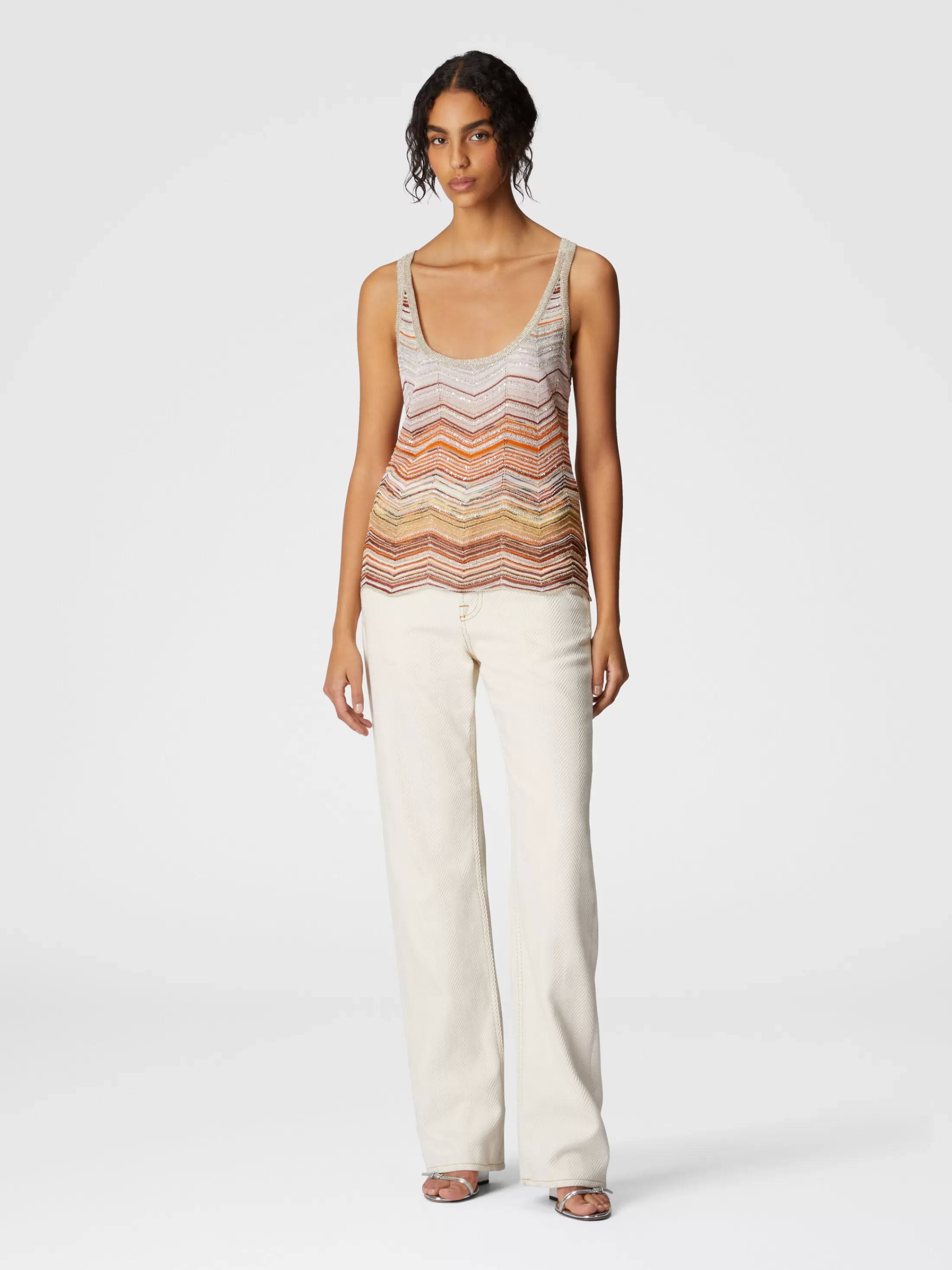 Missoni Canottiera chevron lamé con paillettes | Donna T-Shirt E Top