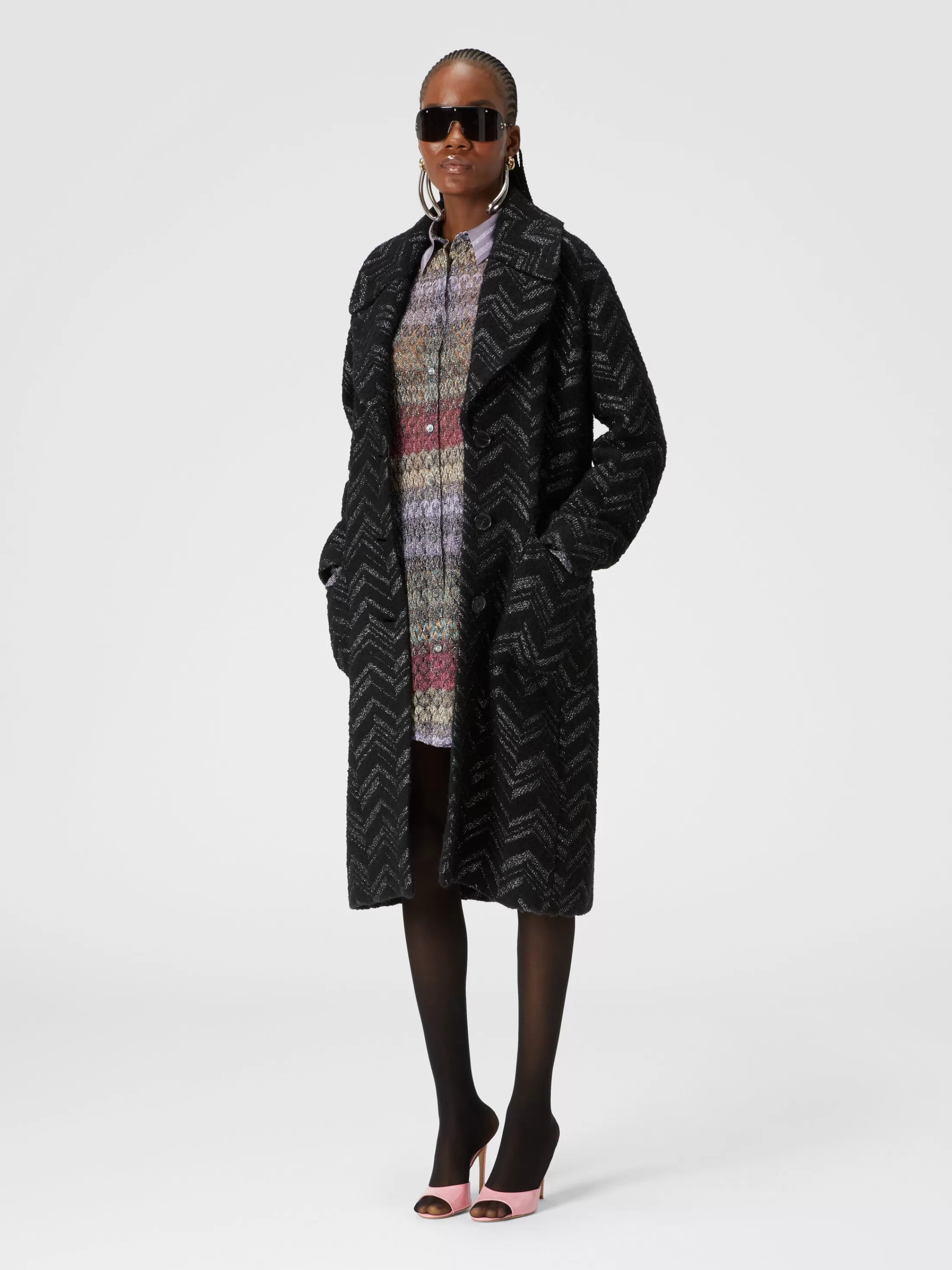 Missoni Cappotto in maglia bouclé con chevron lamé | Donna Capispalla