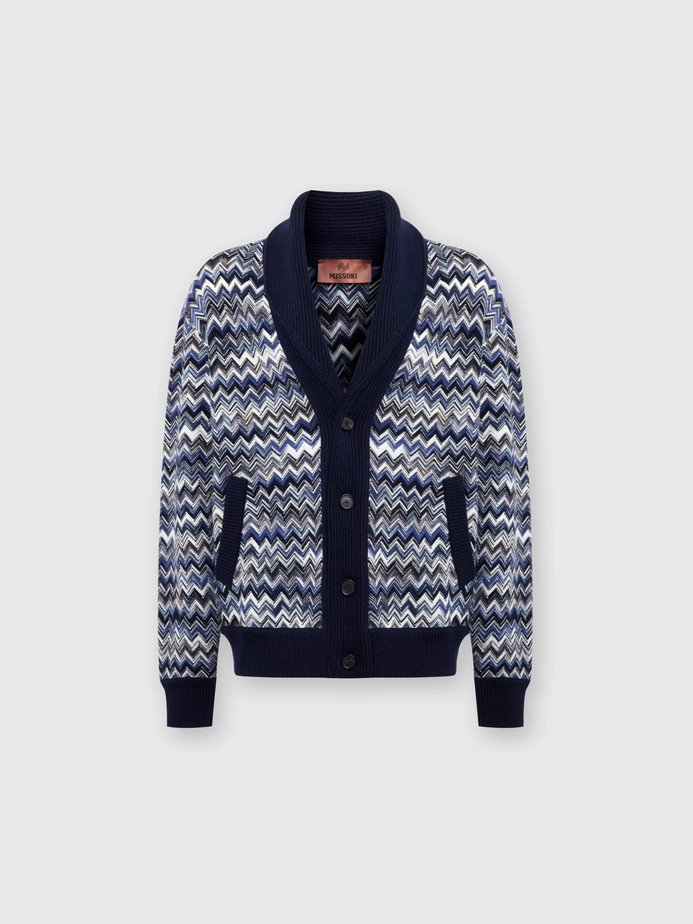 Missoni Cardigan in lana zig zag con collo sciallato | Uomo Maglieria