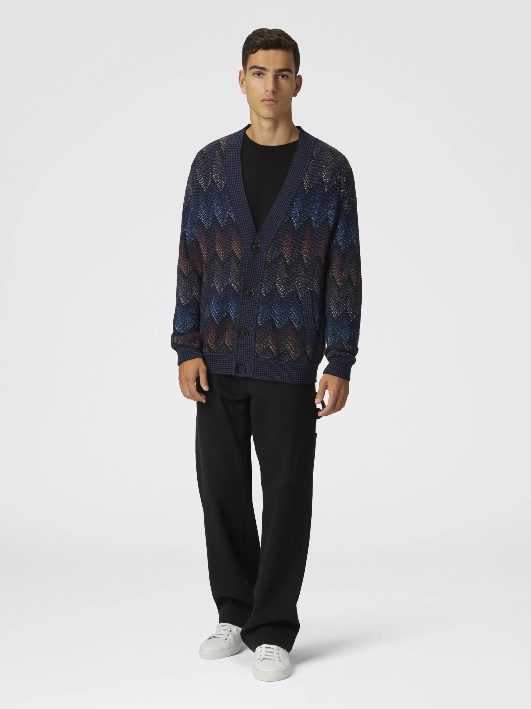 Missoni Cardigan in misto cotone chevron sfumato con tasche | Uomo Maglieria