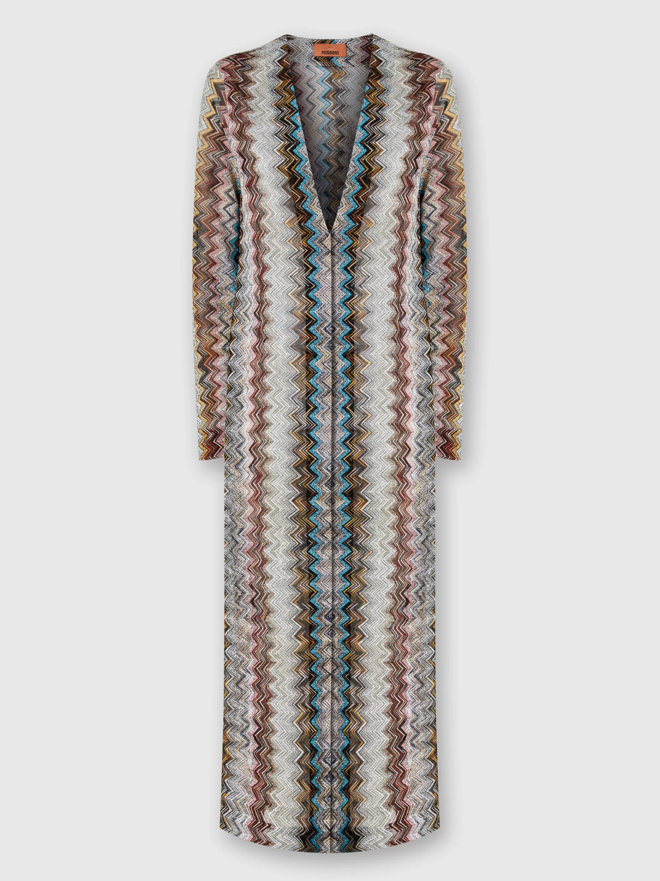 Missoni Cardigan lungo in misto viscosa zig zag lamé | Donna Maglieria