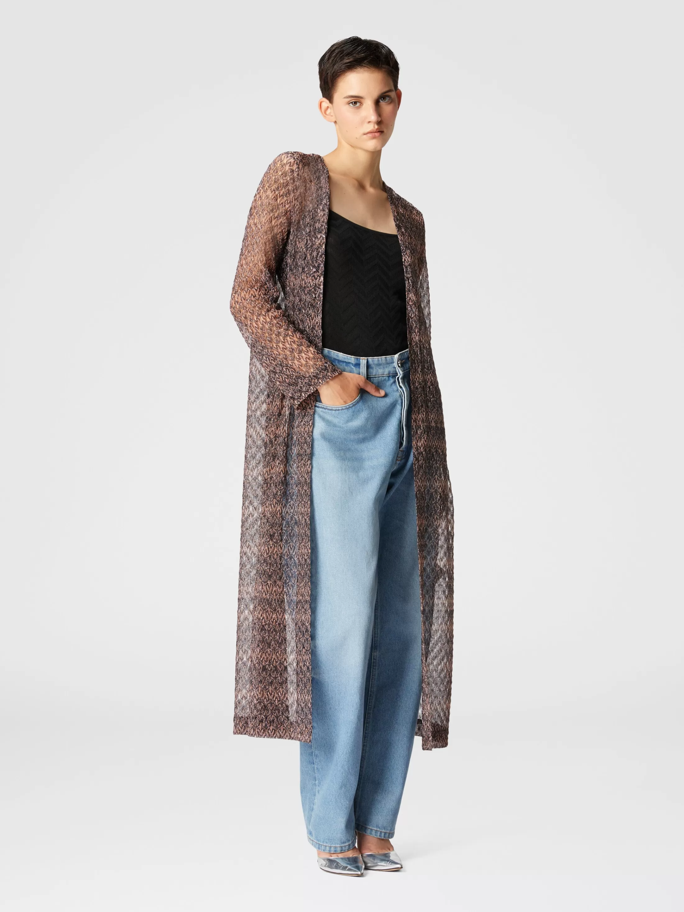 Missoni Cardigan lungo motivo pizzo lamé | Donna Maglieria