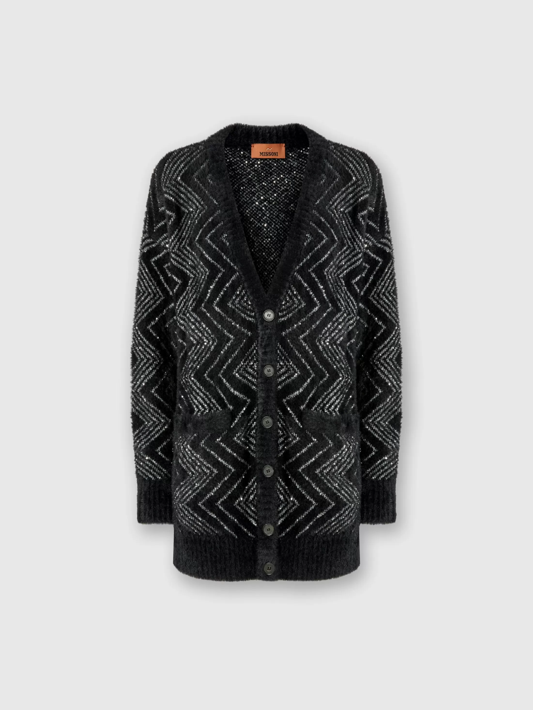 Missoni Cardigan oversize zig zag con paillettes | Donna Maglieria