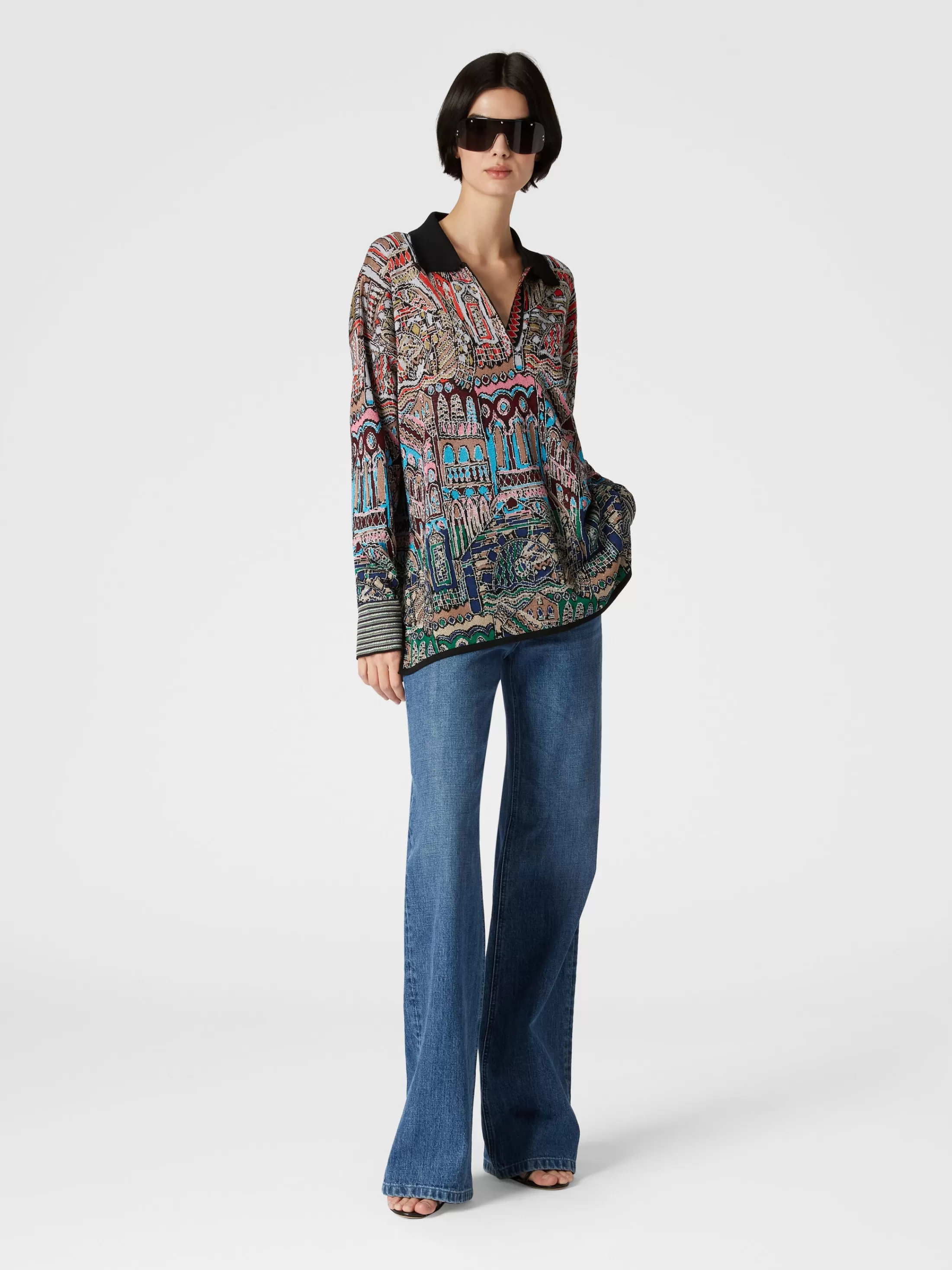 Missoni Cinque tasche in denim con inserto in maglia | Donna Pantaloni