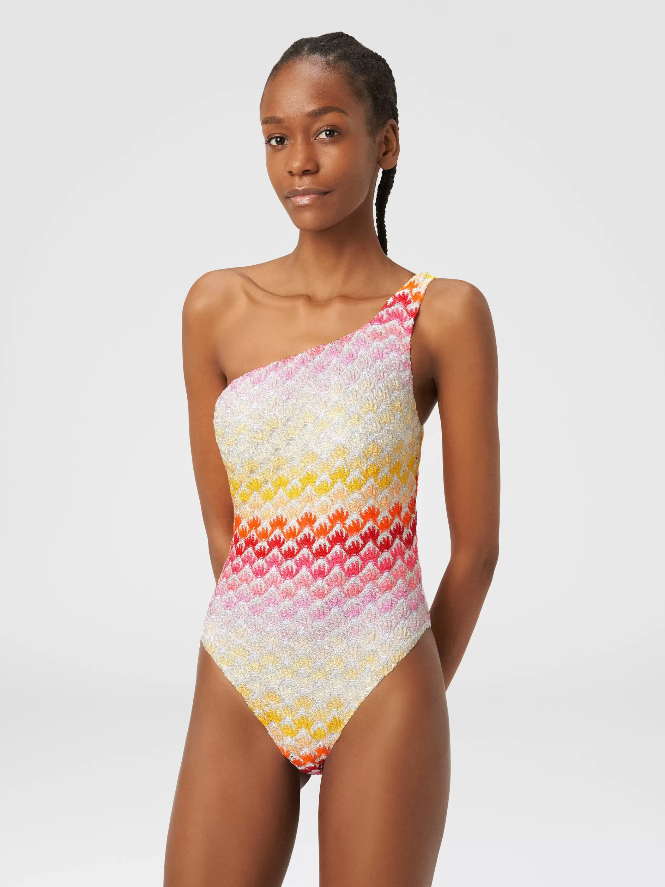 Missoni Costume intero monospalla effetto pizzo con lurex | Donna Costumi Da Bagno | Costumi Da Bagno