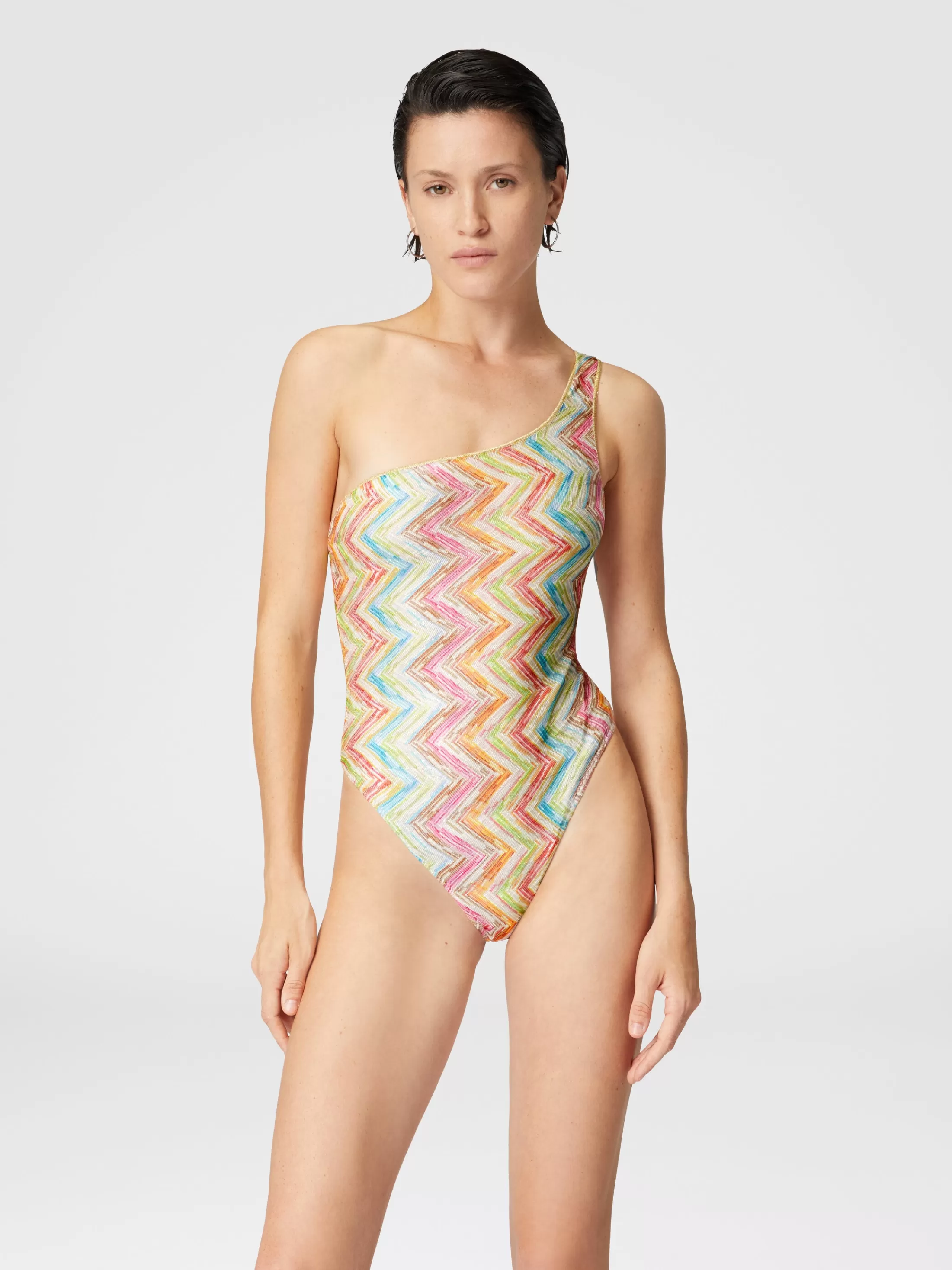 Missoni Costume intero monospalla in tulle stampato | Donna Costumi Da Bagno | Costumi Da Bagno