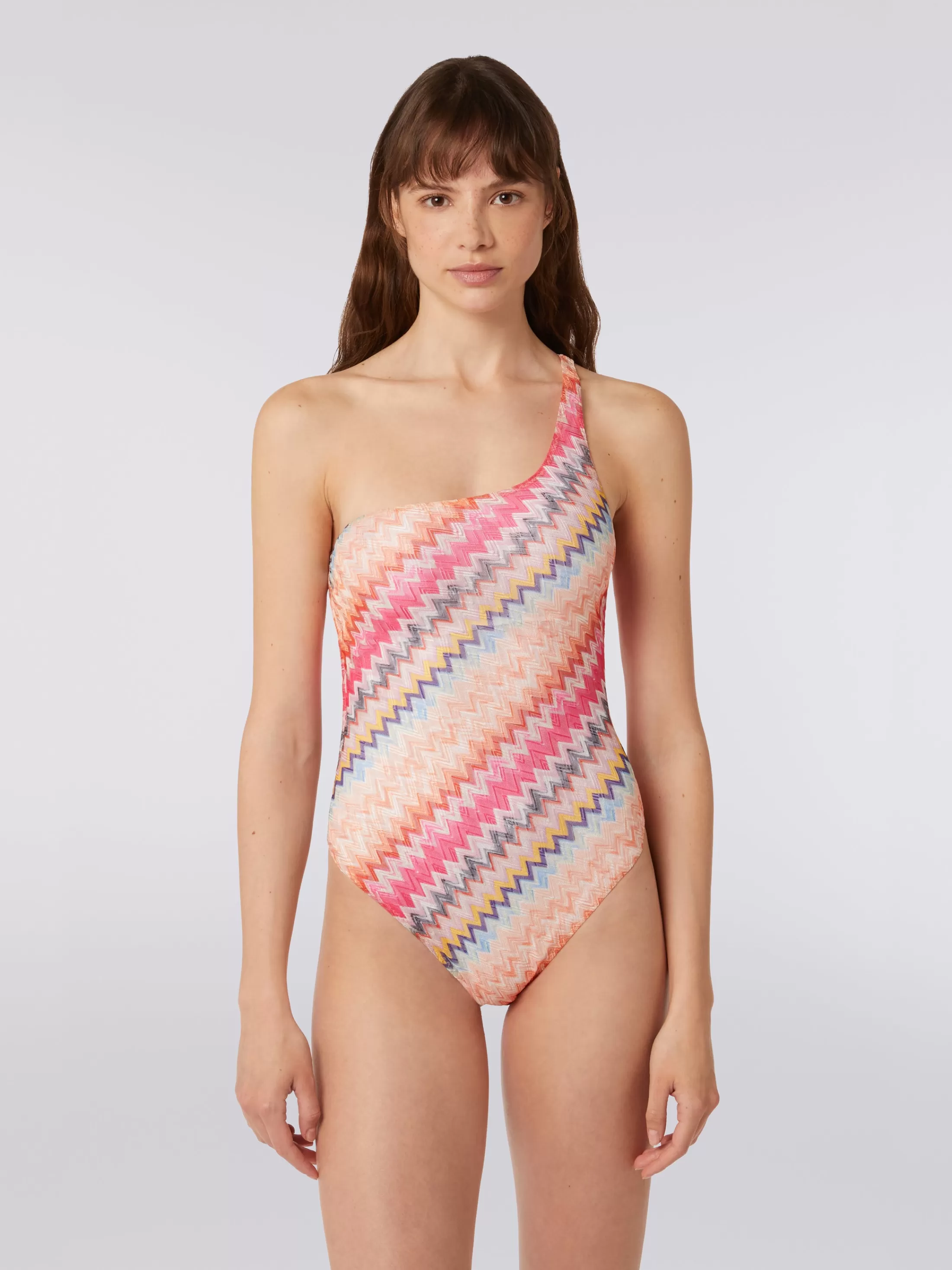 Missoni Costume intero monospalla in viscosa chevron | Donna Costumi Da Bagno | Costumi Da Bagno