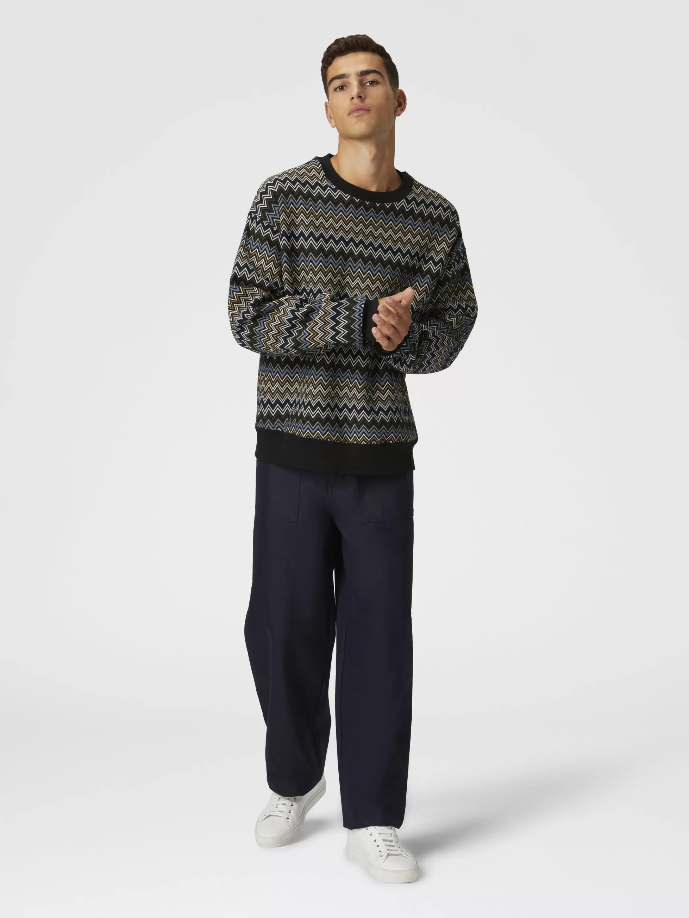 Missoni Felpa girocollo in cotone zig zag | Uomo Maglieria