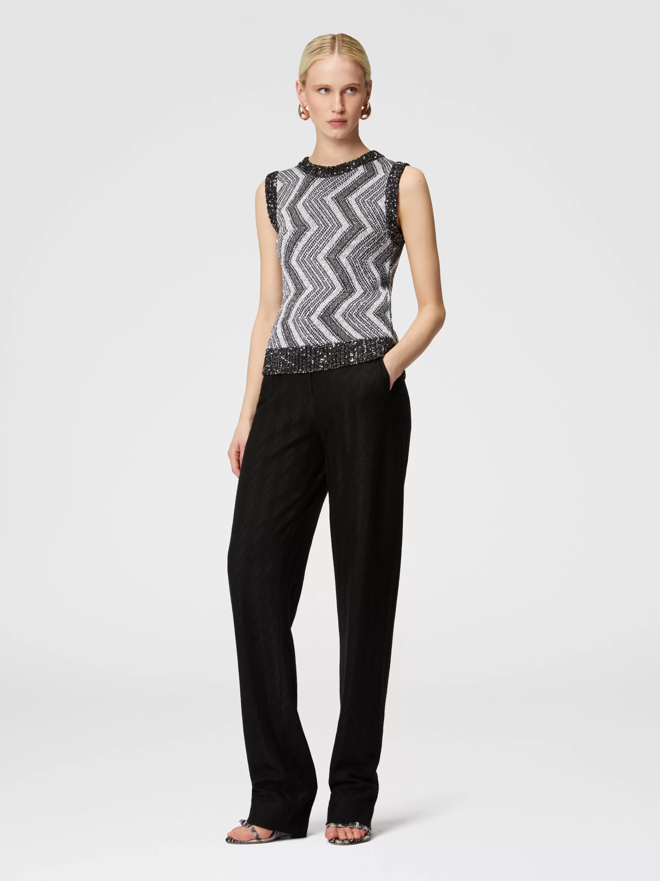 Missoni Gilet con macro zig zag e paillettes | Donna T-Shirt E Top