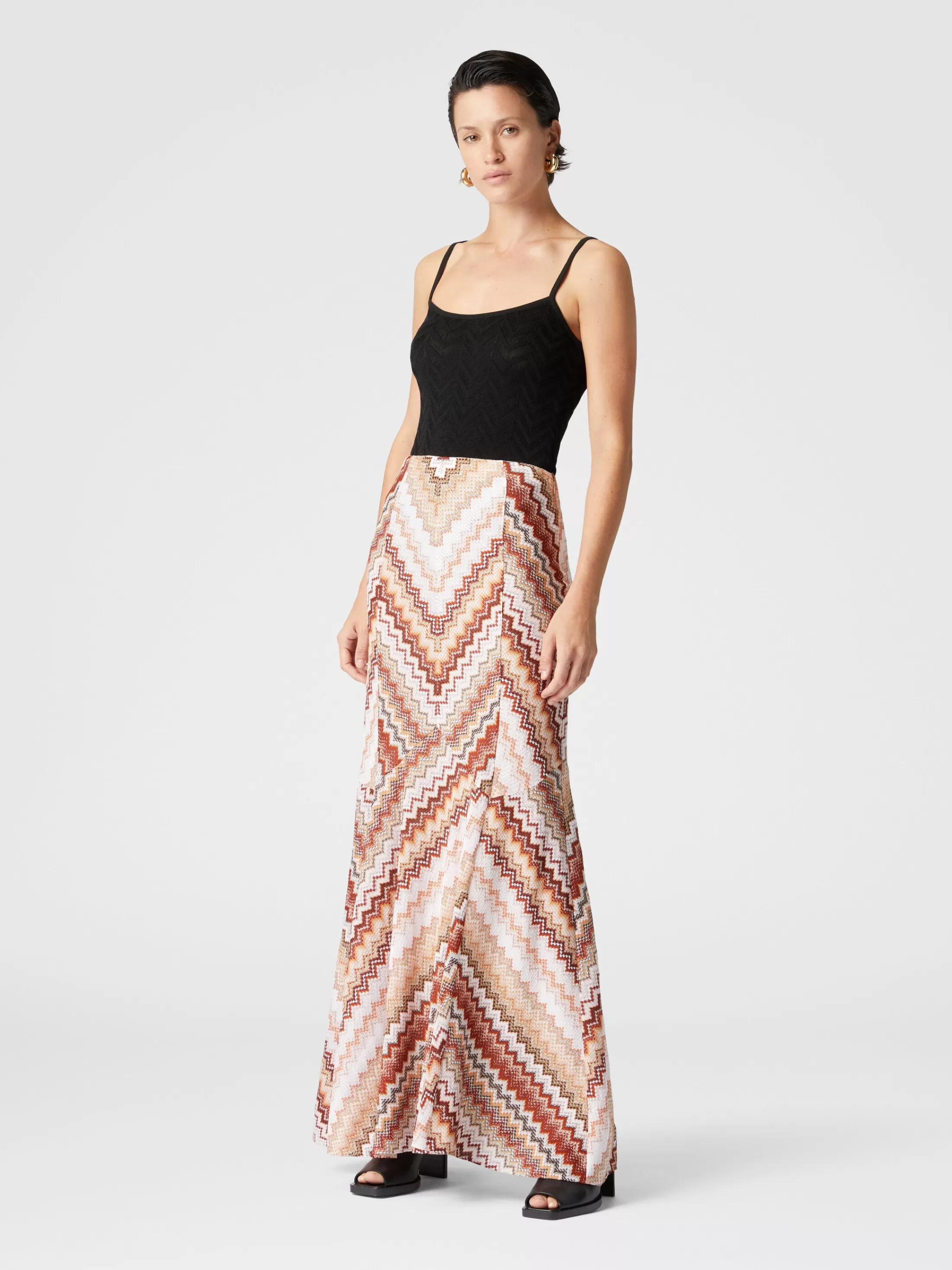 Missoni Gonna lunga svasata con motivo zig zag seghettato lamé | Donna Gonne