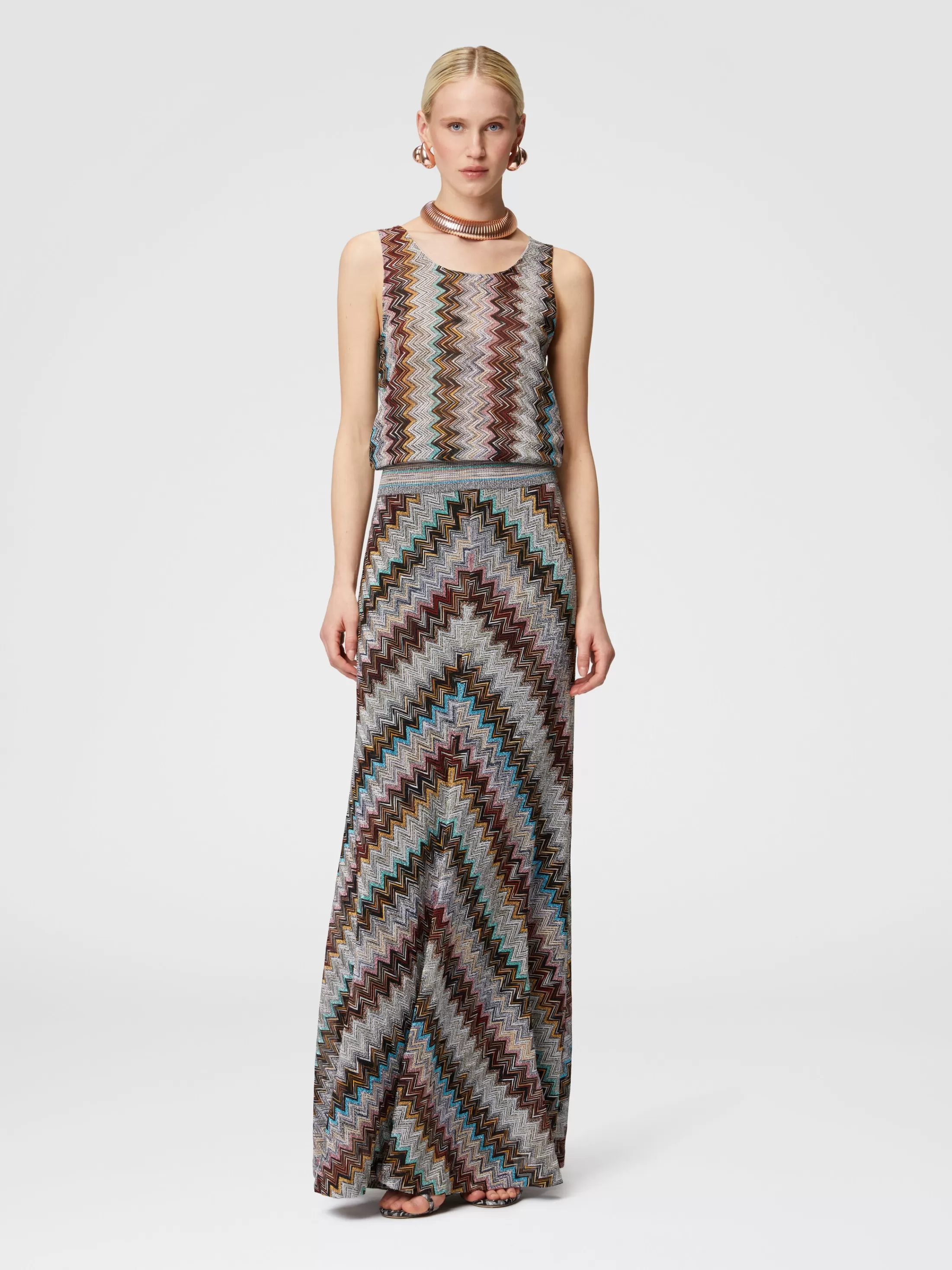 Missoni Gonna lunga svasata motivo zig zag fiammato lamé | Donna Gonne