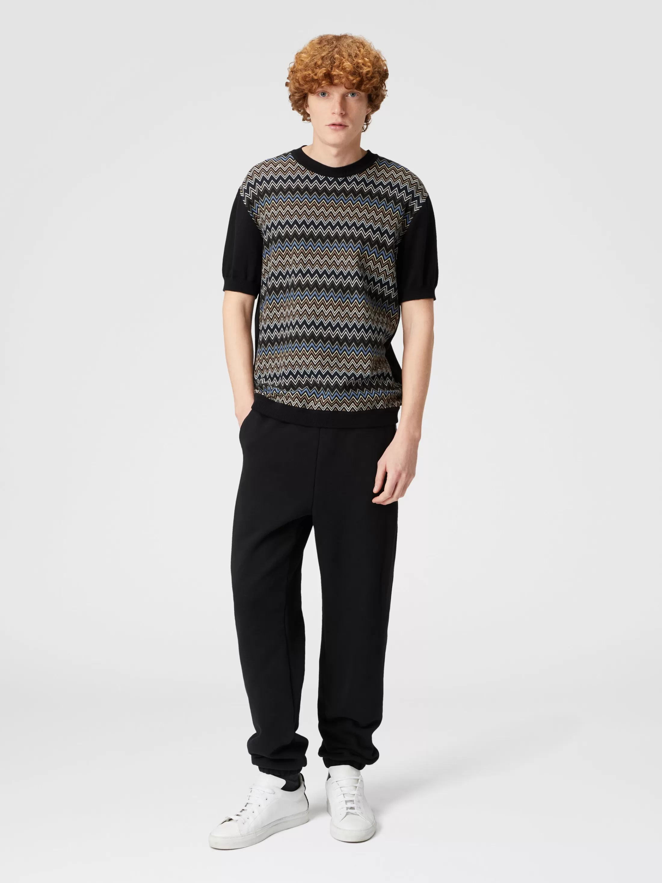 Missoni Joggers in felpa di cotone con inserto in maglia | Uomo Pantaloni