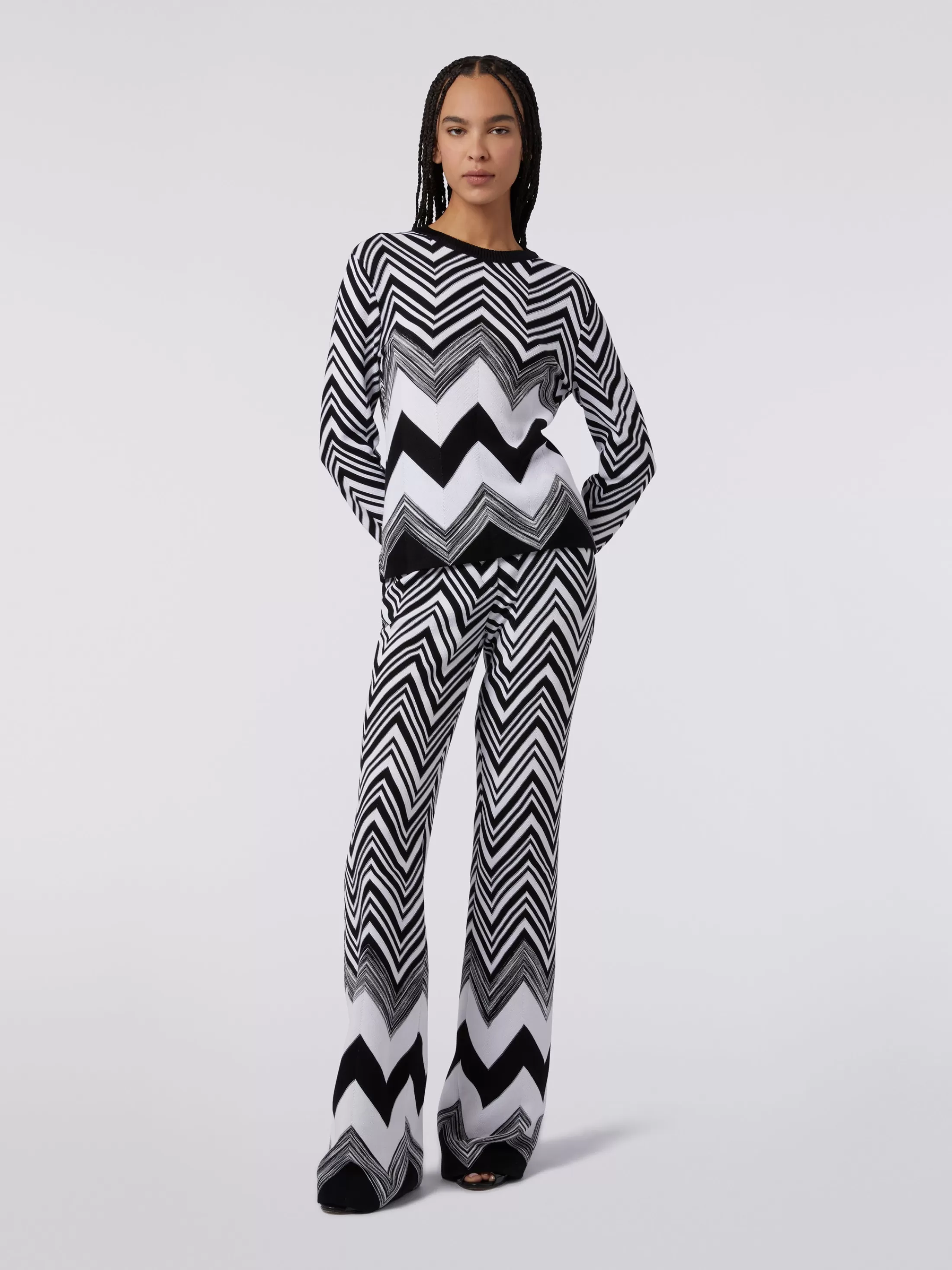 Missoni Maglia girocollo in misto cotone zig zag | Donna Maglieria