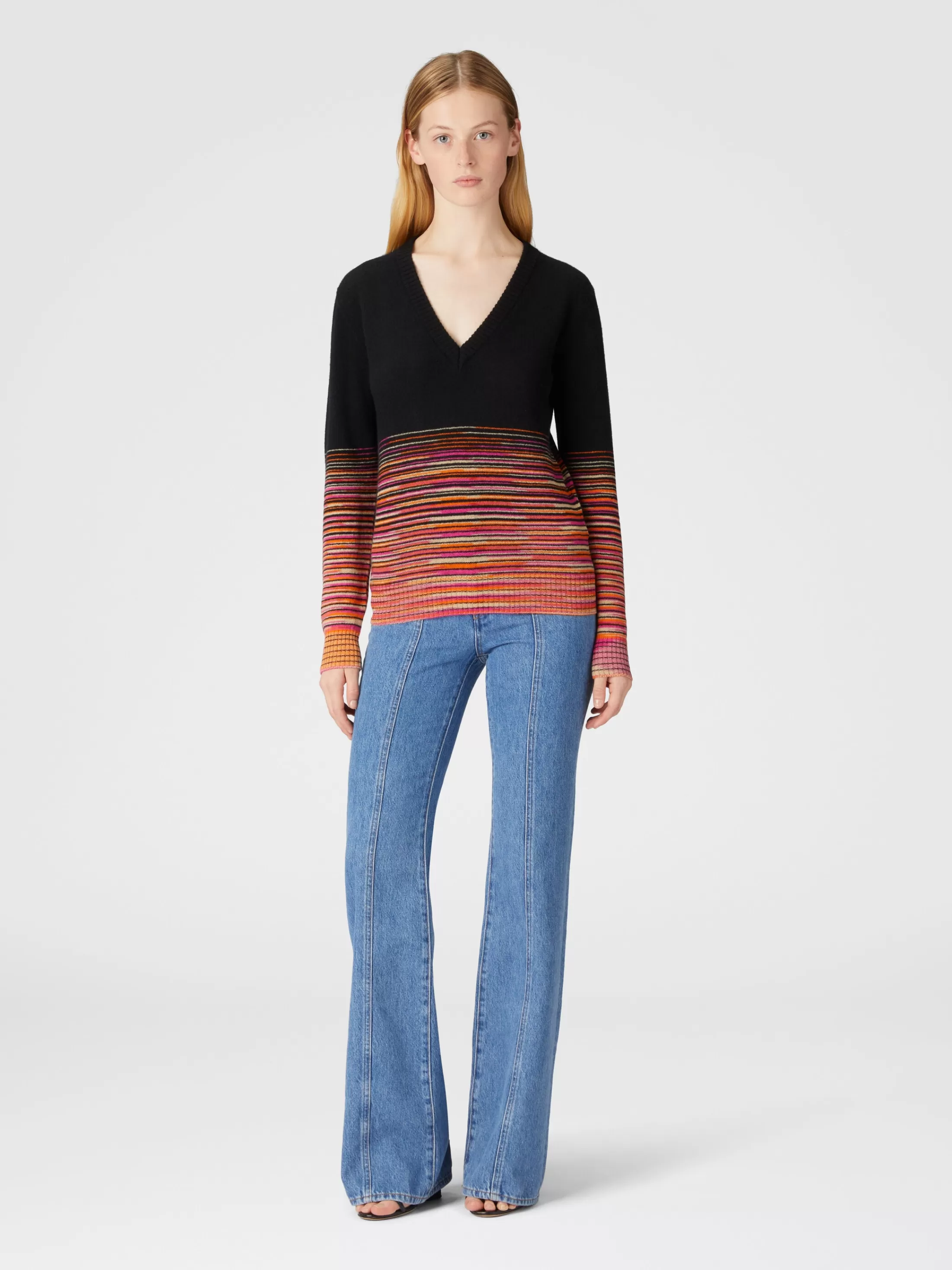 Missoni Maglia in cachemire fiammato dégradé con scollo a V | Donna Maglieria