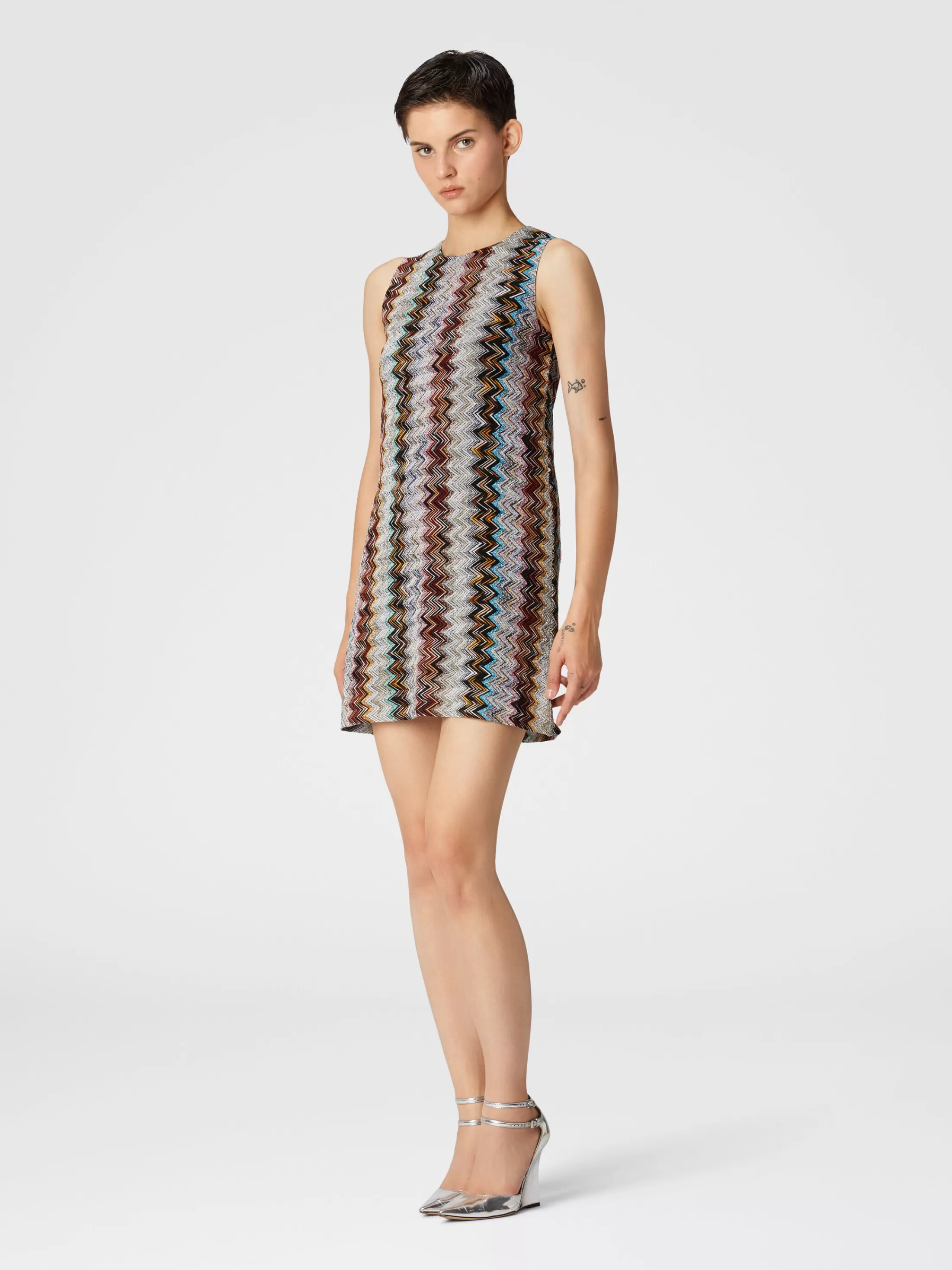 Missoni Mini-abito senza maniche in misto viscosa zig zag lamé | Donna Abiti