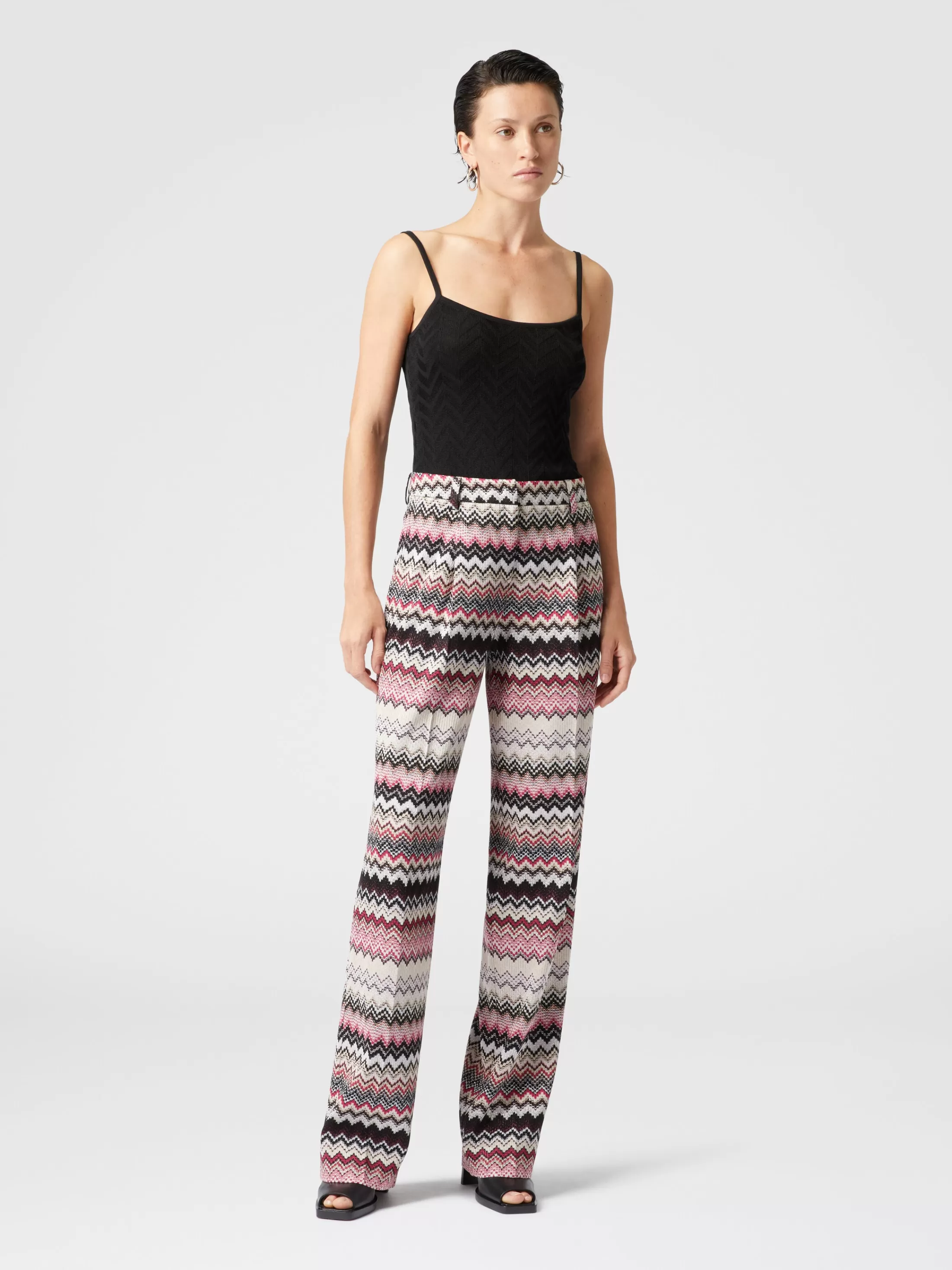 Missoni Pantaloni classici con motivo zig zag seghettato lamé | Donna Pantaloni