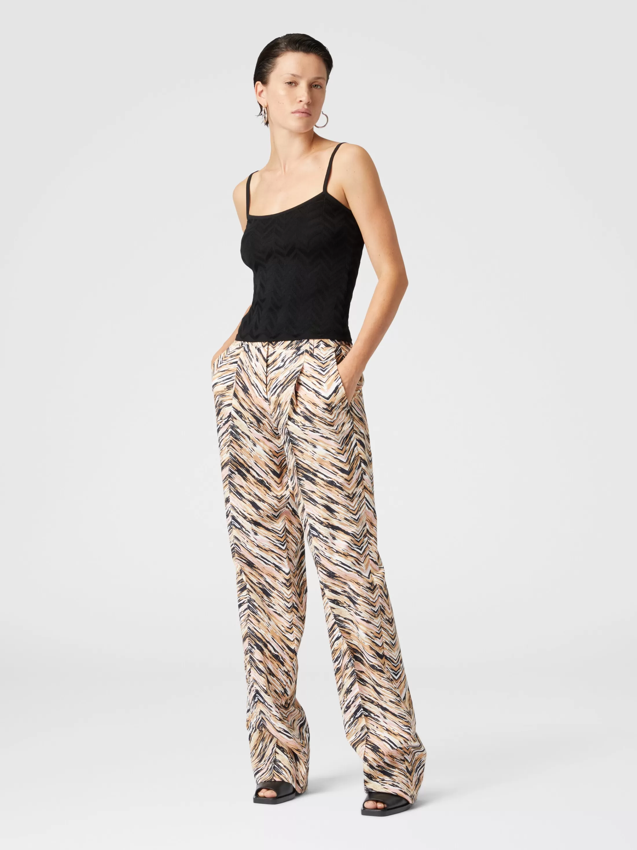 Missoni Pantaloni classici in cotone stampa zig zag animalier | Donna Pantaloni