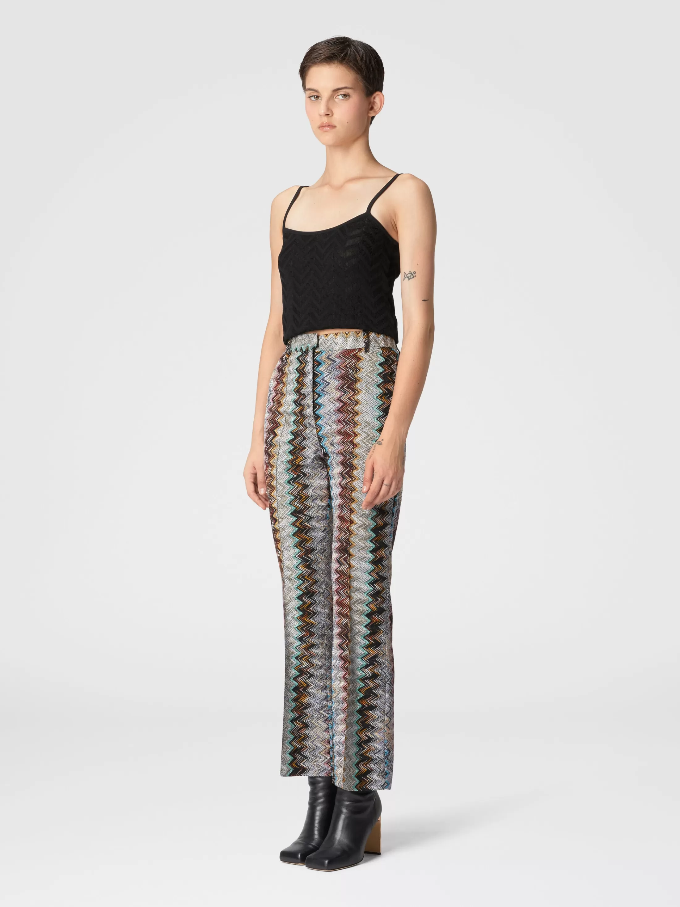 Missoni Pantaloni crop con motivo zig zag fiammato lamé | Donna Pantaloni