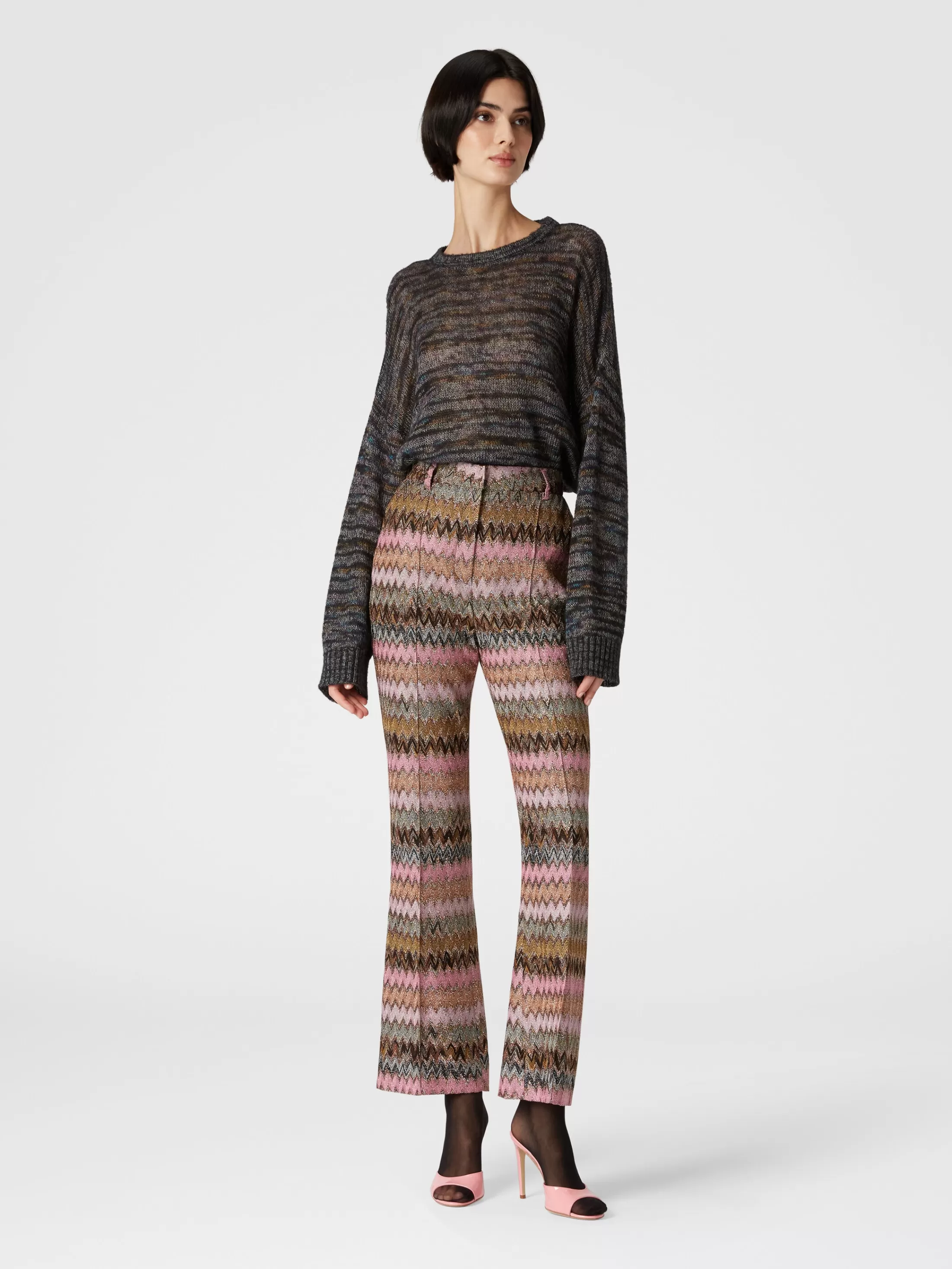 Missoni Pantaloni crop in misto viscosa zig zag lamé | Donna Pantaloni