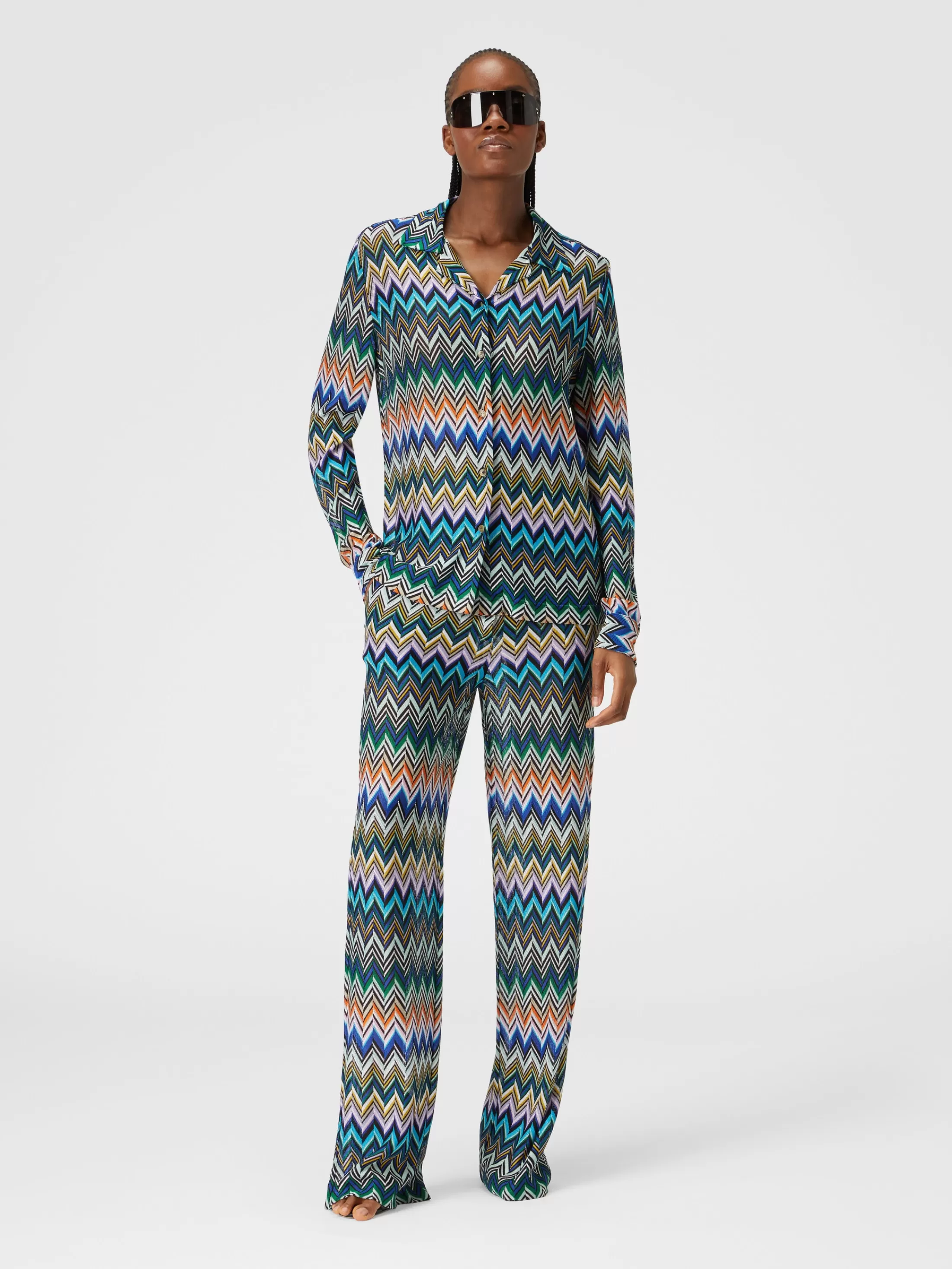 Missoni Pantaloni dritti in viscosa con zig zag sfalsato | Donna Pantaloni