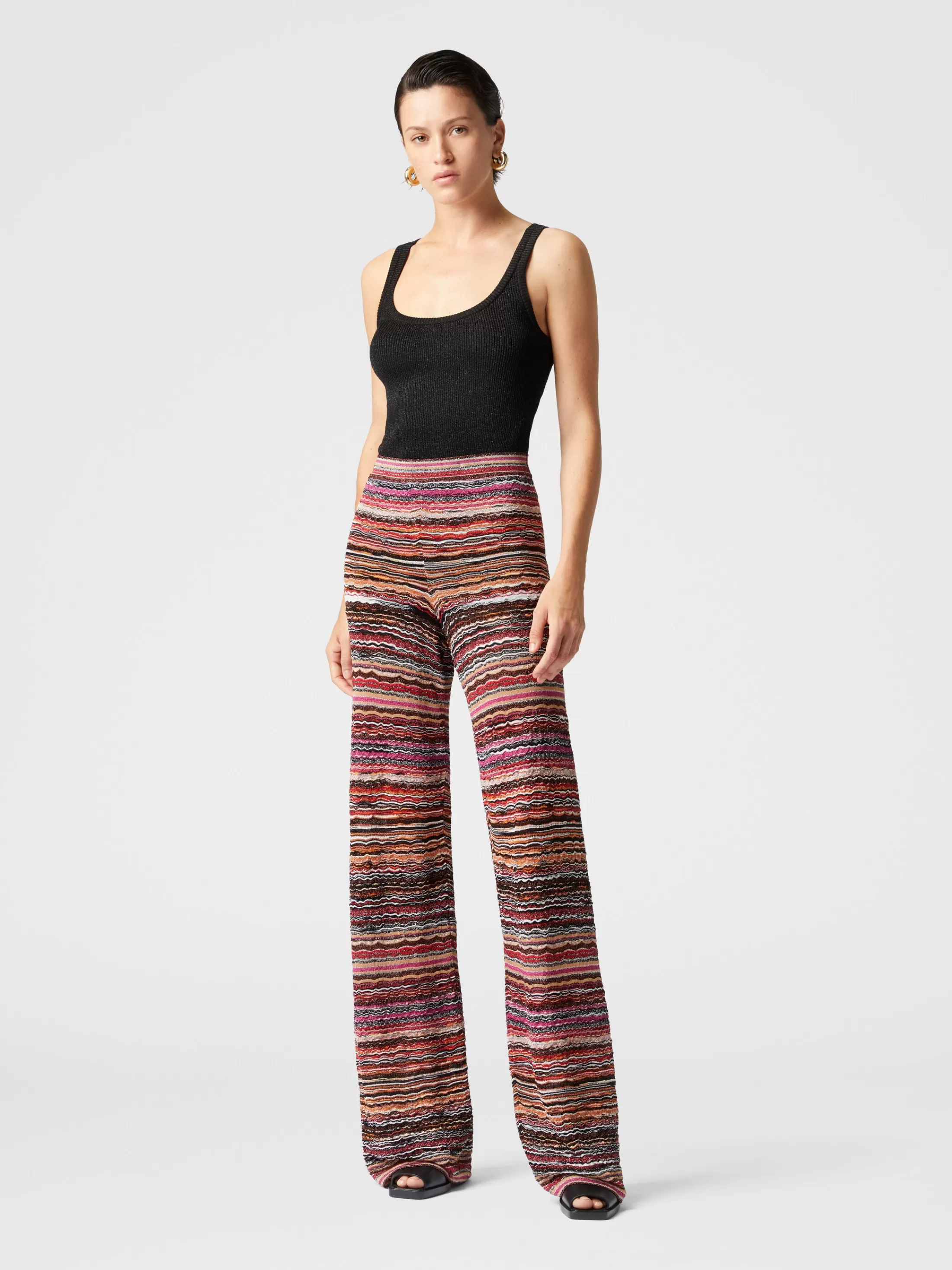 Missoni Pantaloni dritti in viscosa goffrata lamé motivo onde | Donna Pantaloni