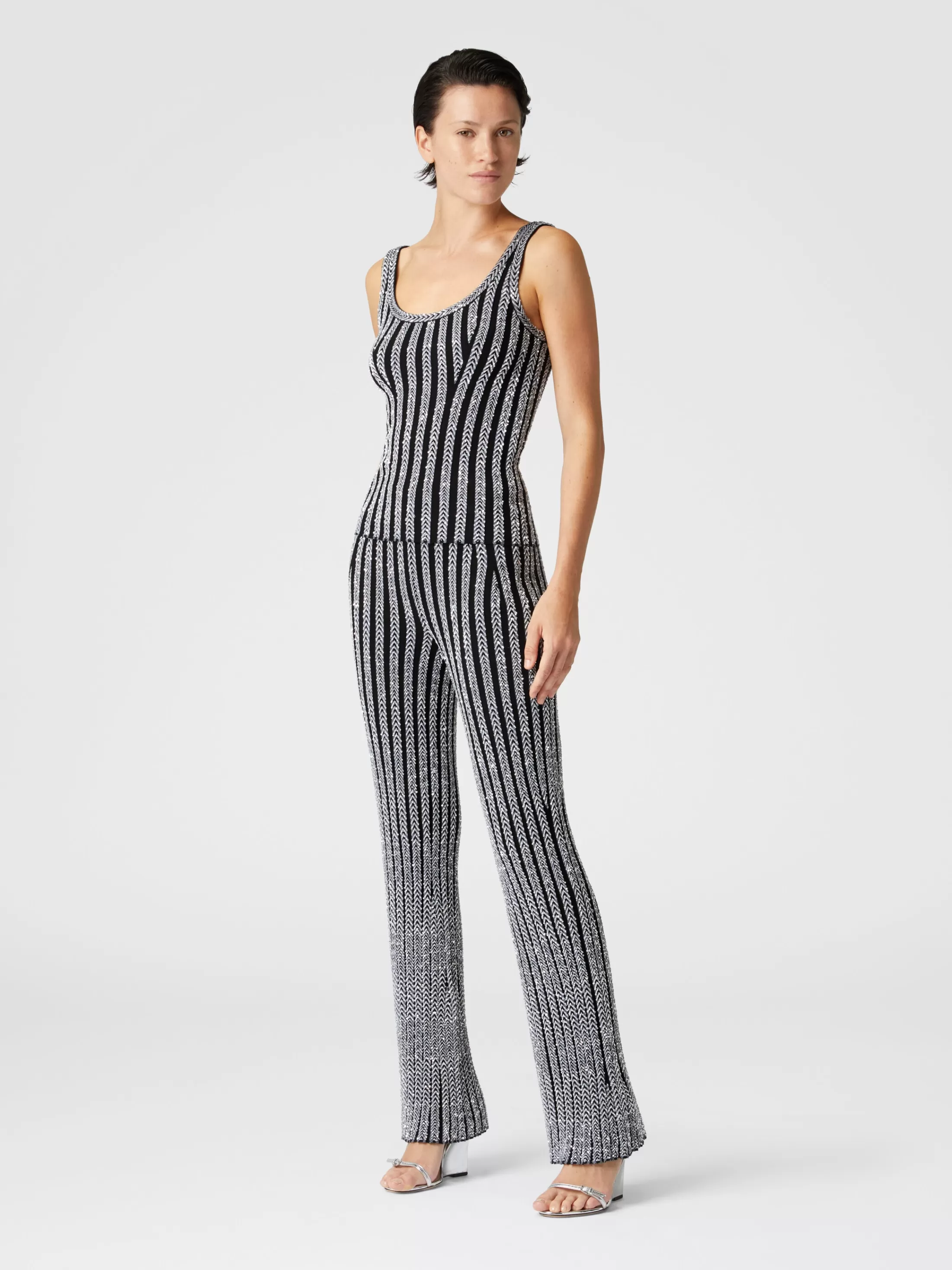 Missoni Pantaloni flare a costine zig zag con paillettes | Donna Pantaloni