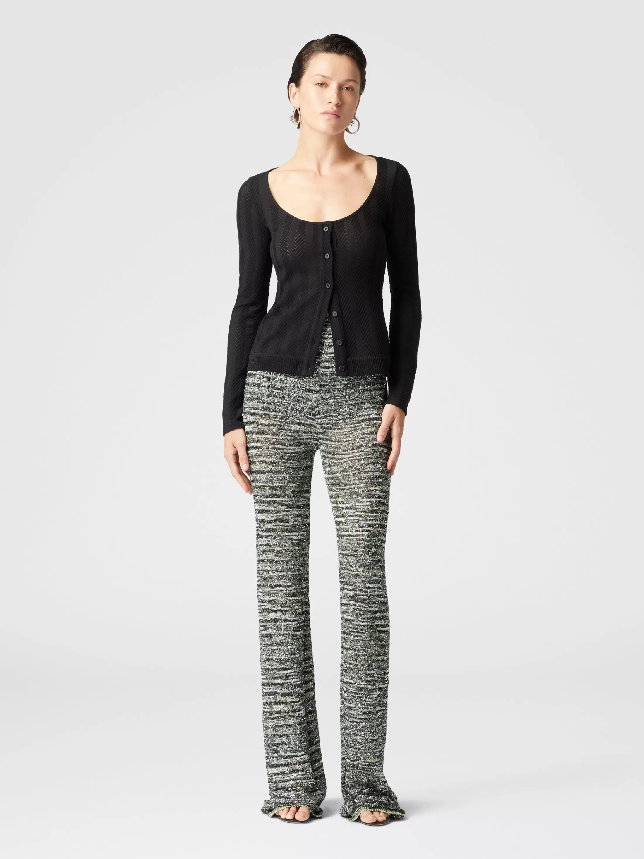 Missoni Pantaloni flare in maglia fiammata con paillettes | Donna Pantaloni