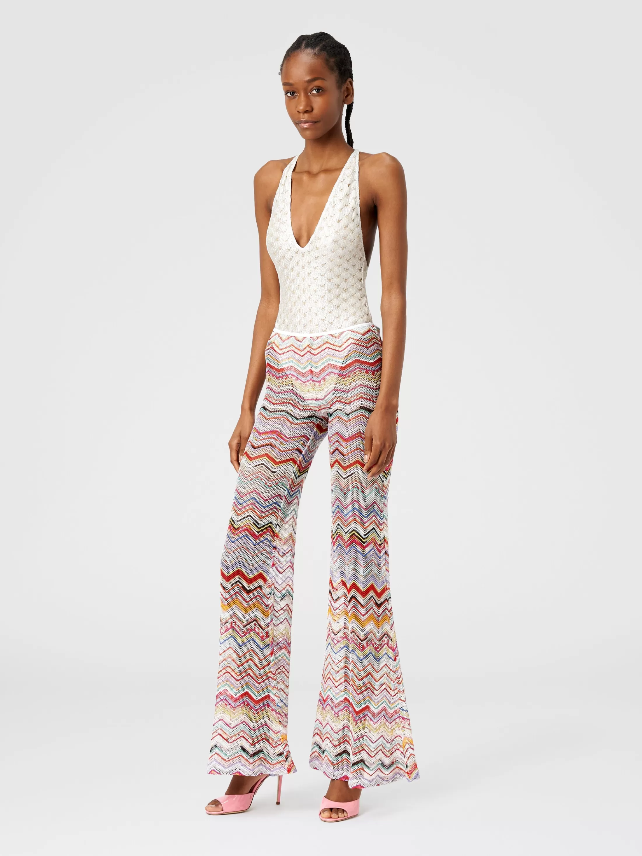 Missoni Pantaloni svasati in crochet zig zag con lurex | Donna Abbigliamento | Abbigliamento