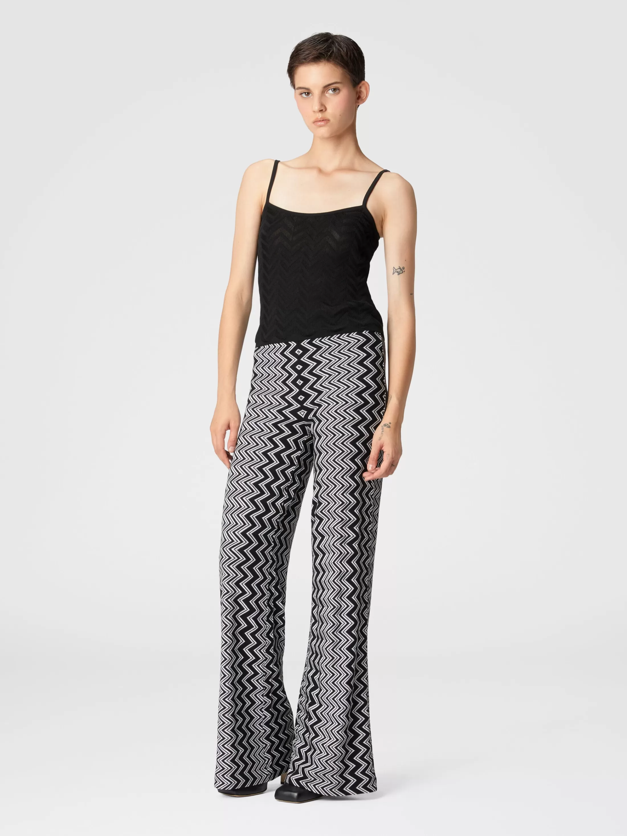 Missoni Pantapalazzo in lana e viscosa zig zag | Donna Pantaloni