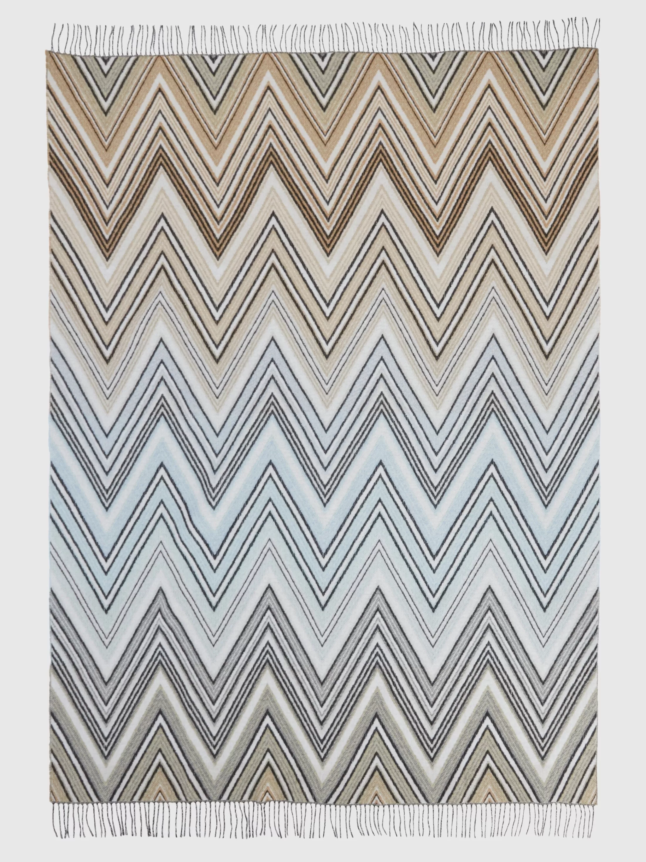 Missoni Plaid 130x190 cm in misto lana chevron con frange | Plaid