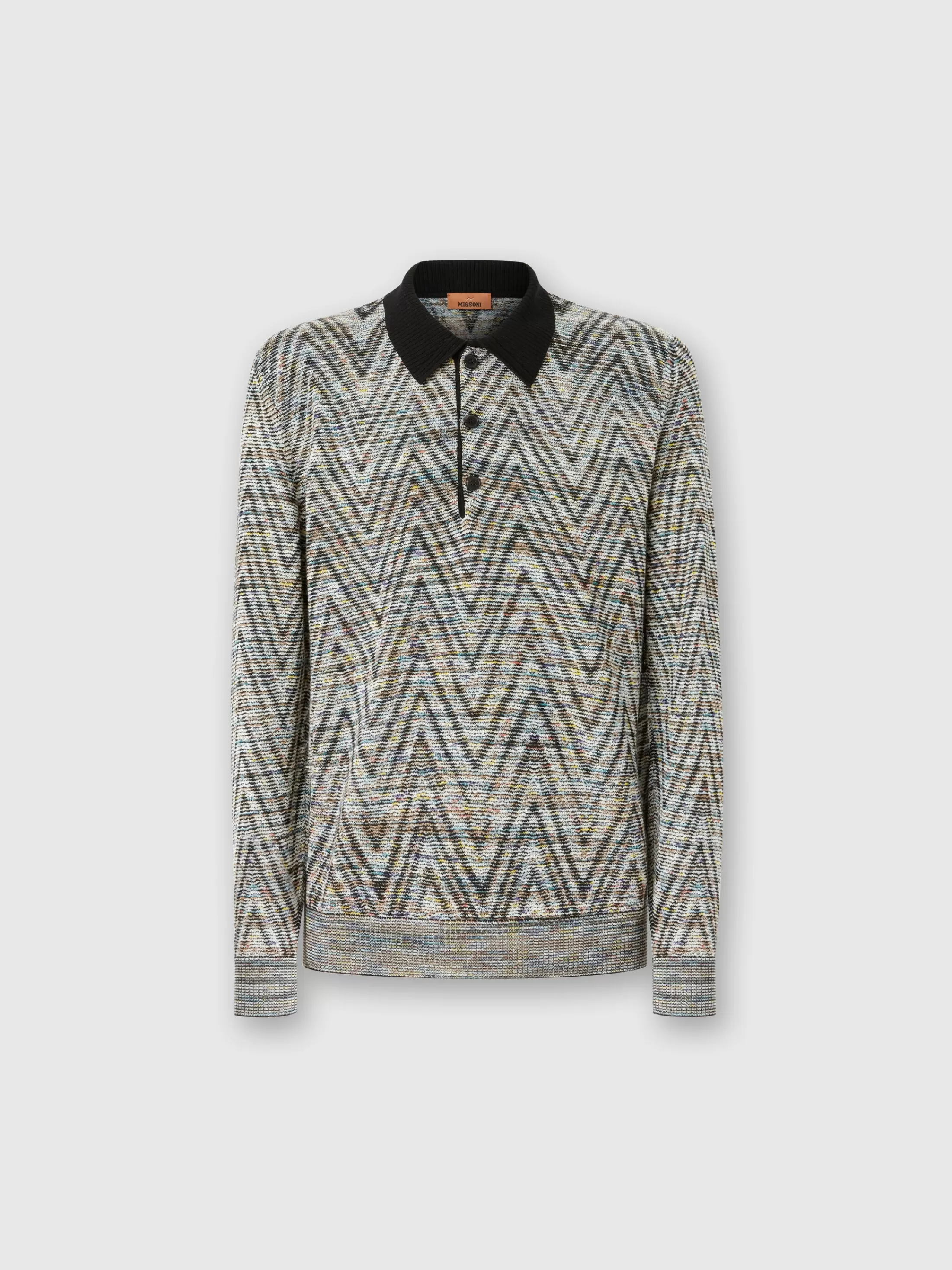 Missoni Polo a maniche lunghe in lana motivo fiammato | Uomo Polo & Tshirts | Maglieria