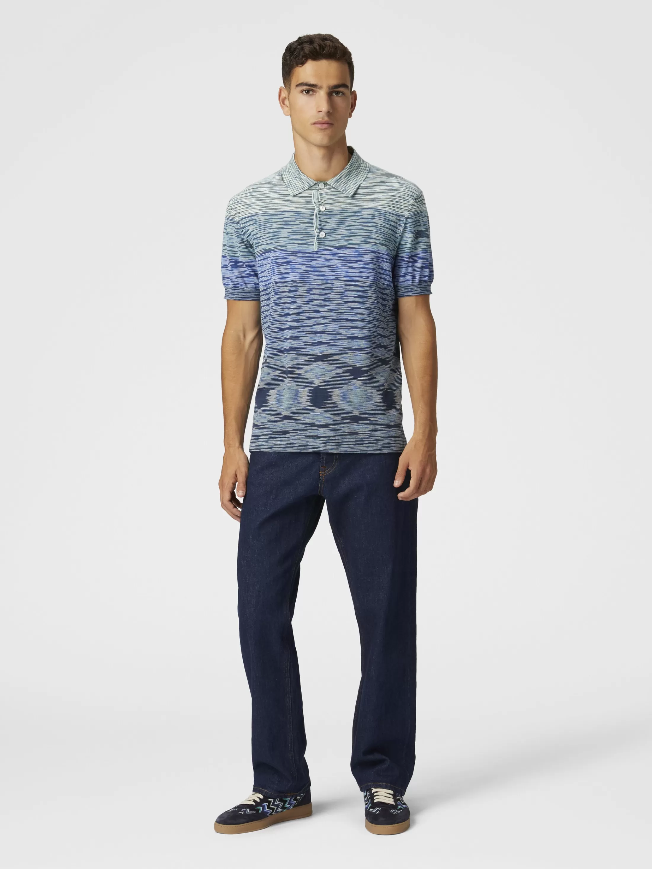 Missoni Polo in maglia di cotone fiammato dégradé | Uomo Polo & Tshirts