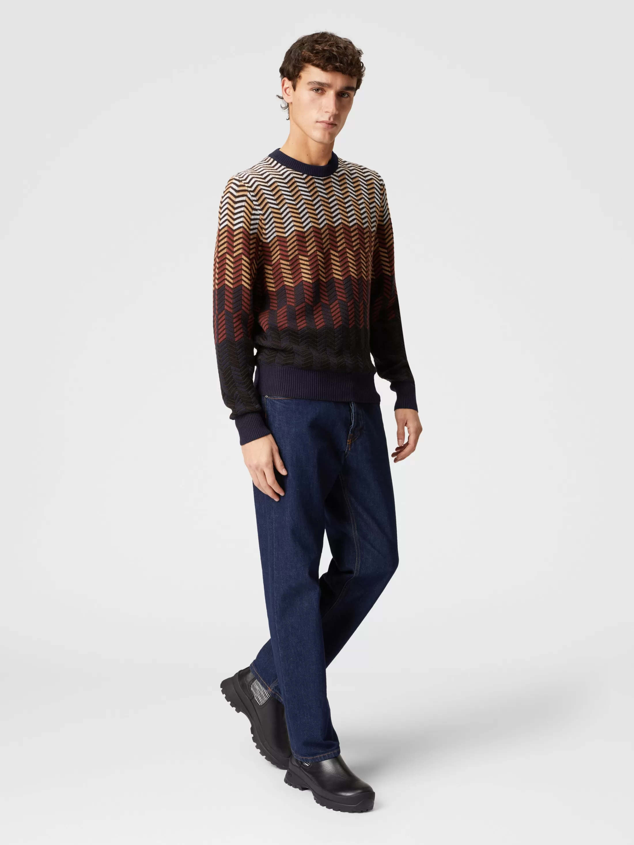 Missoni Pullover girocollo in lana vergine zig zag | Uomo Maglieria