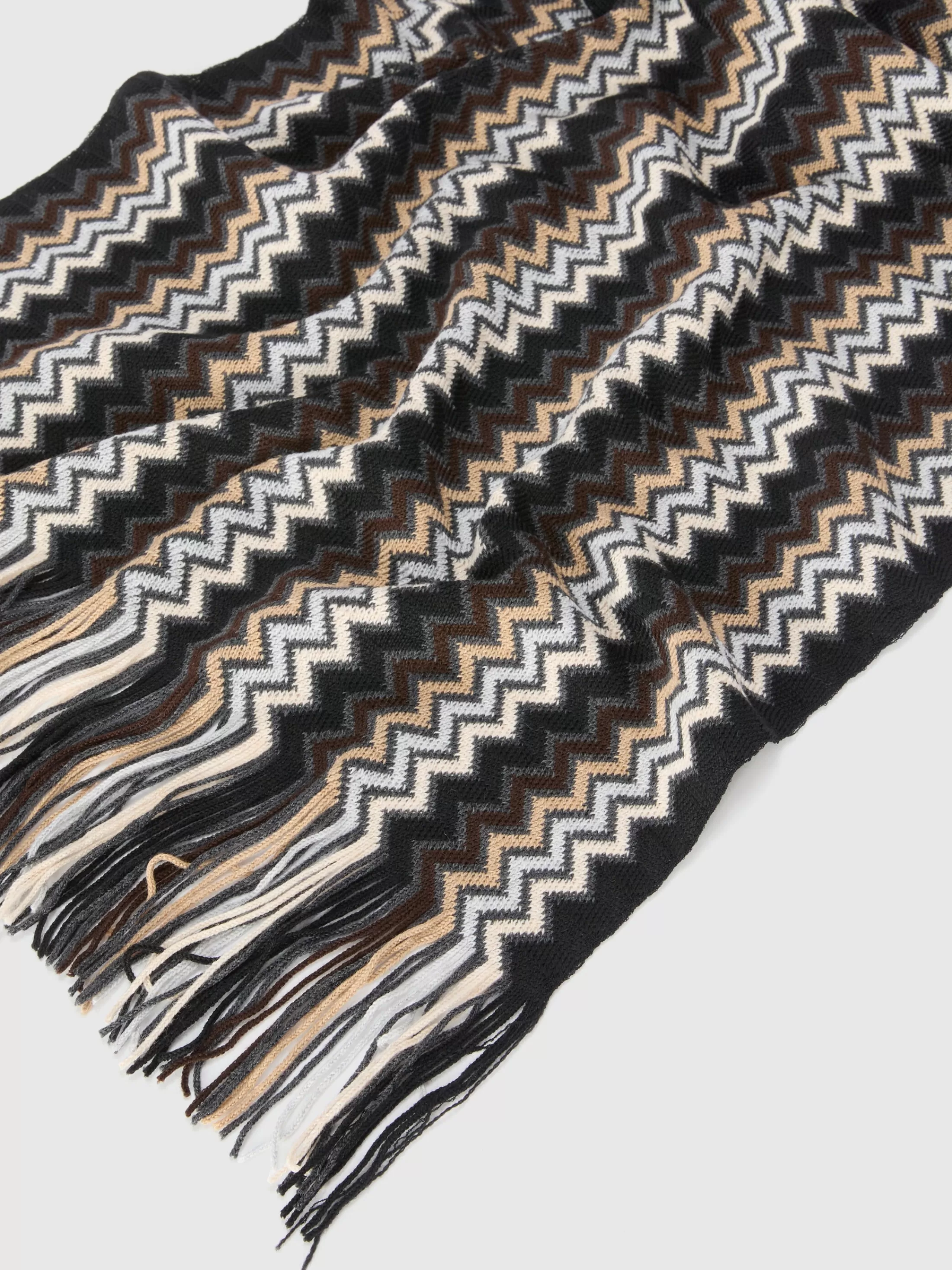 Missoni Scialle in lana zig zag con frange | Uomo Sciarpe E Foulard