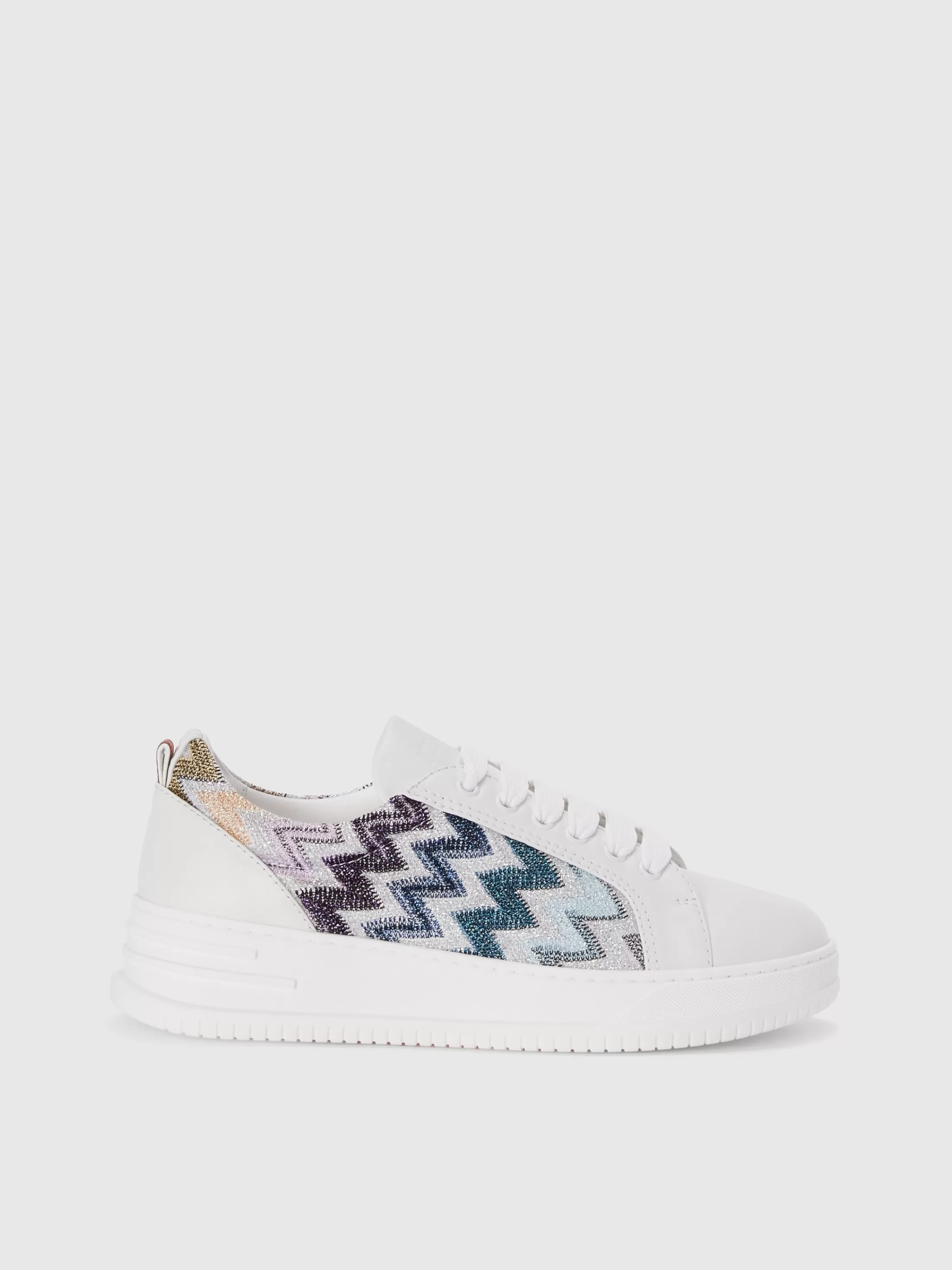 Missoni Sneakers in pelle con inserto in tessuto zig zag | Donna Scarpe