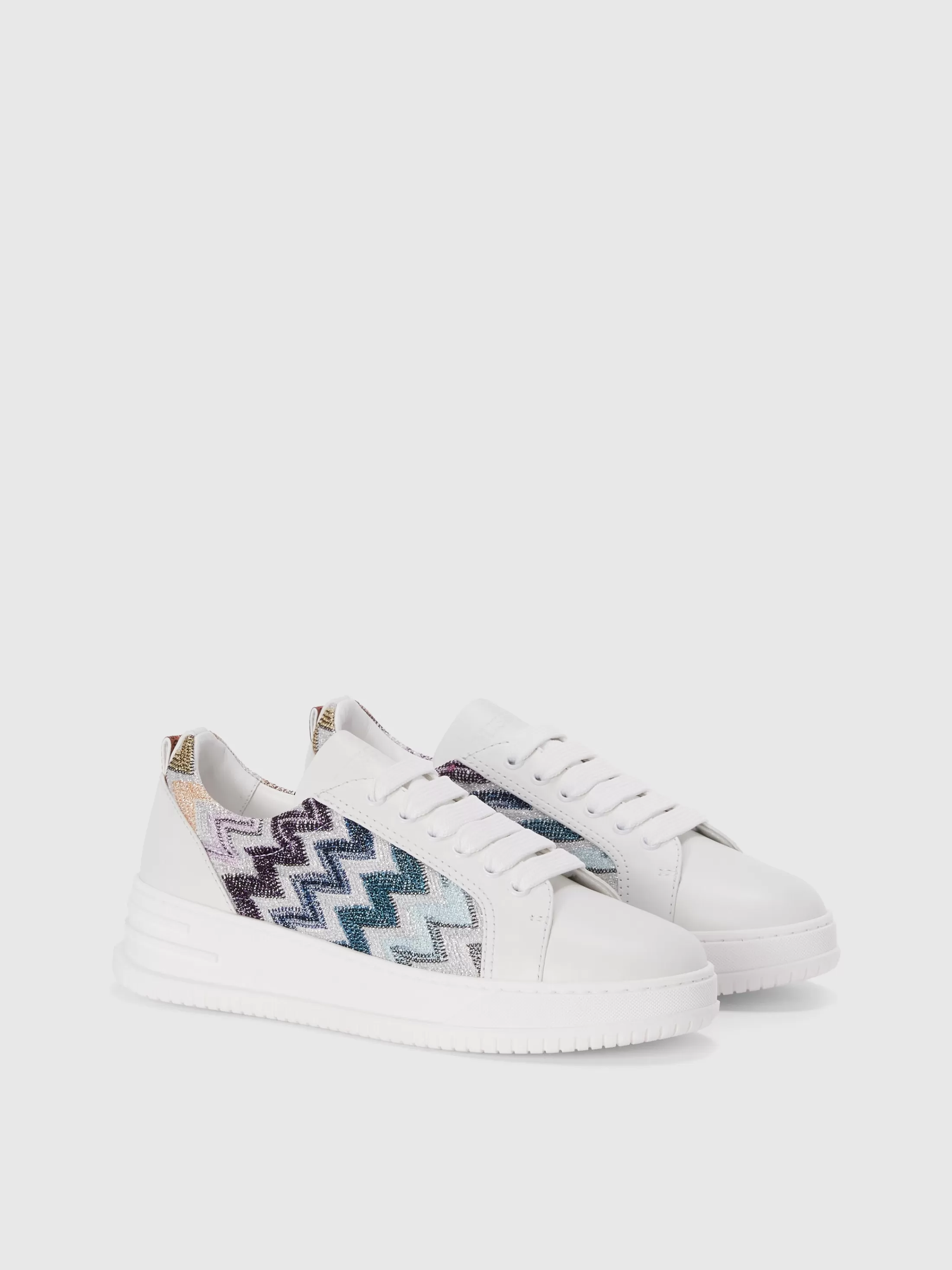 Missoni Sneakers in pelle con inserto in tessuto zig zag | Donna Scarpe