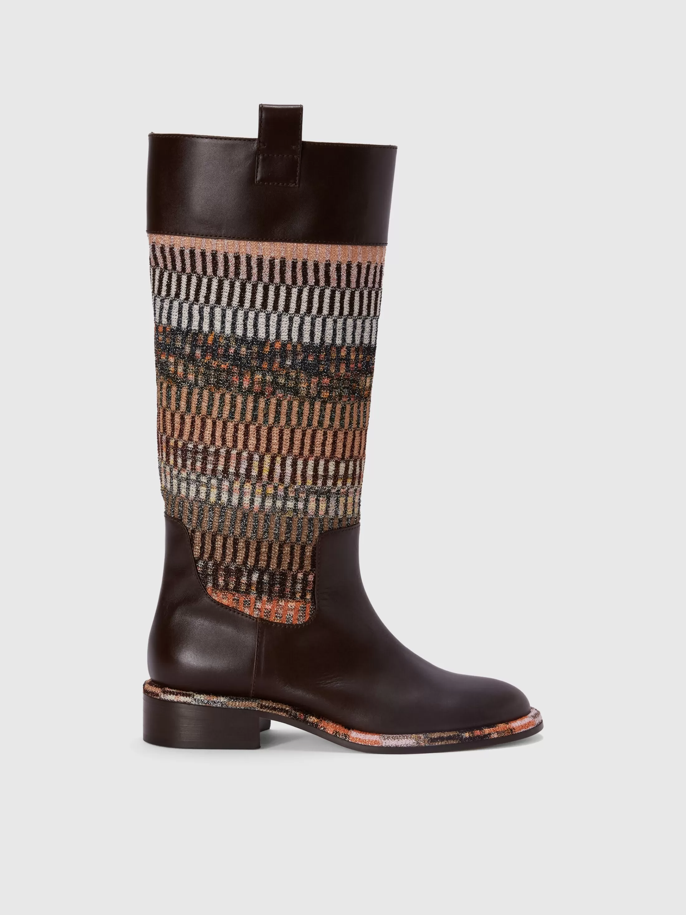 Missoni Stivali in pelle con inserto in tessuto lamé | Donna Scarpe