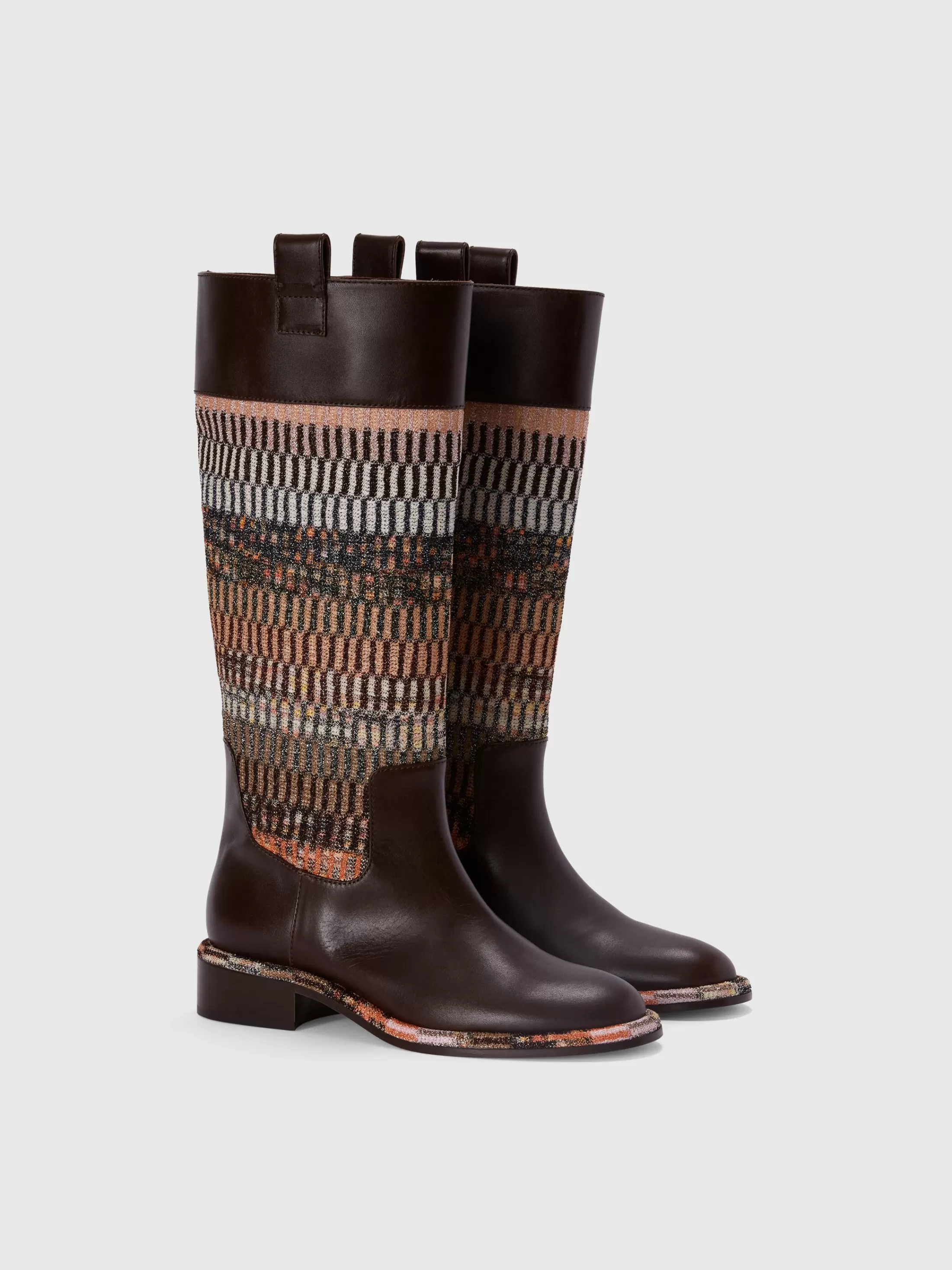 Missoni Stivali in pelle con inserto in tessuto lamé | Donna Scarpe