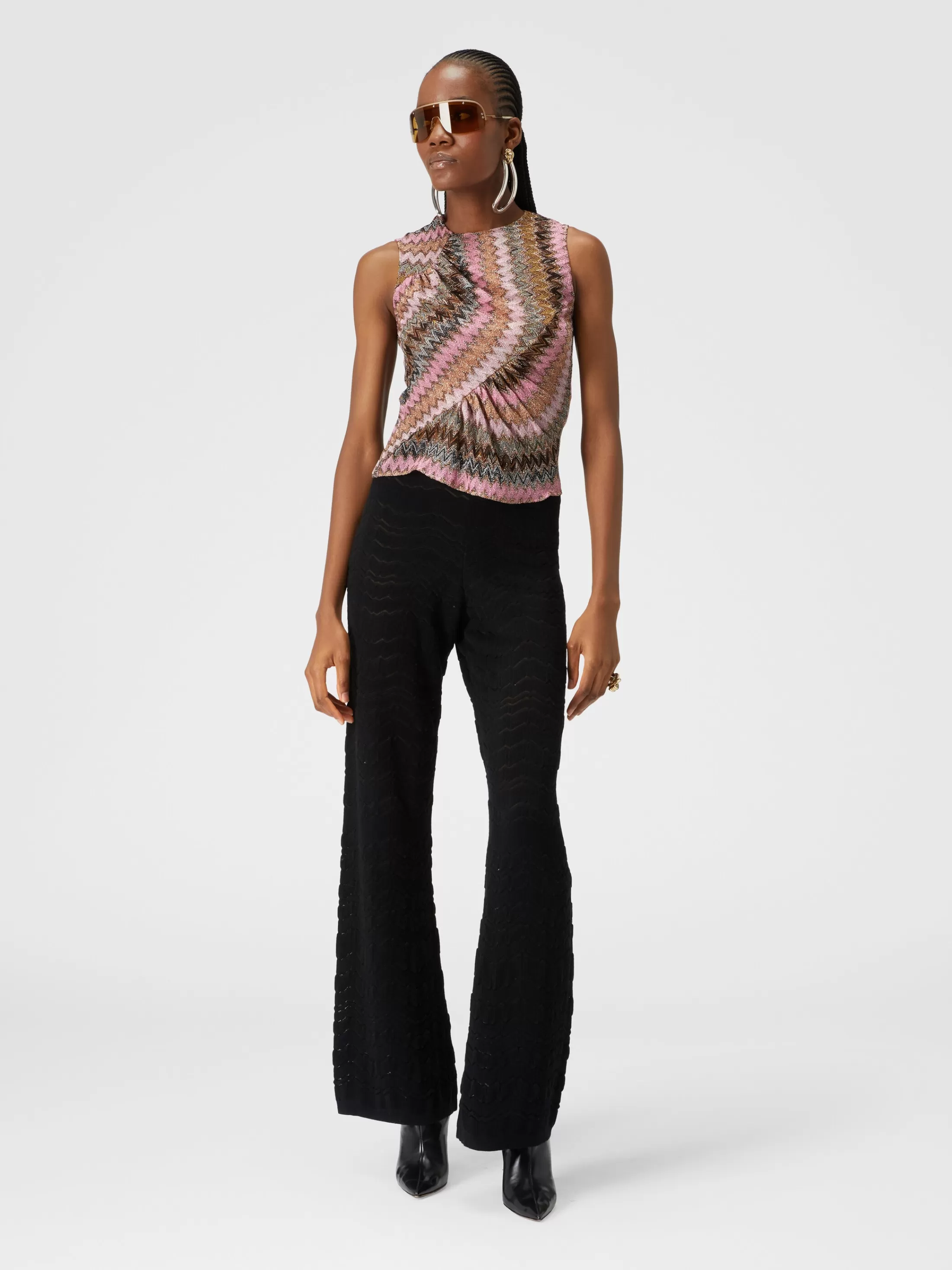 Missoni Top senza maniche in misto viscosa zig zag lamé | Donna T-Shirt E Top